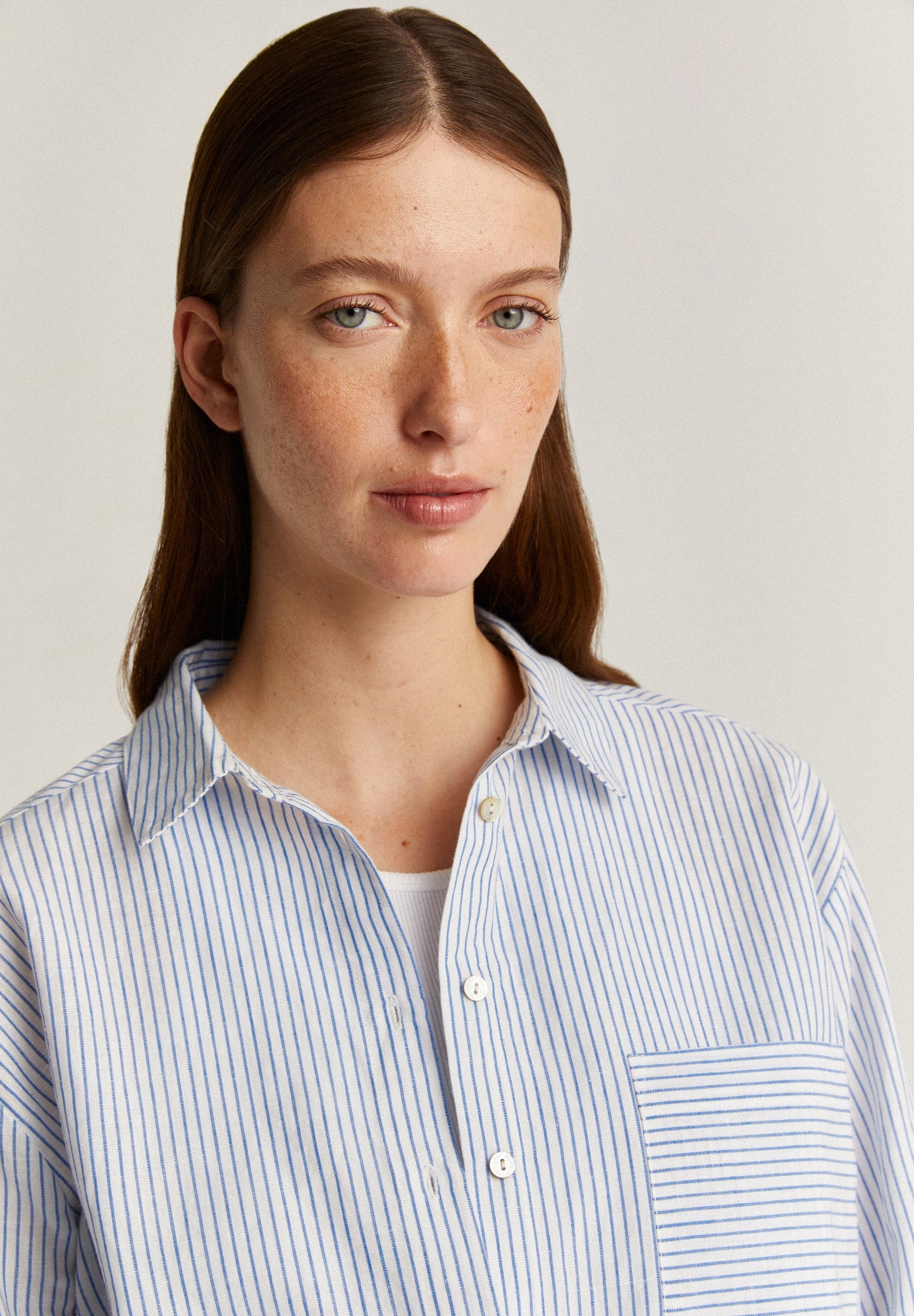 CONTRAST STRIPE LINEN SHIRT