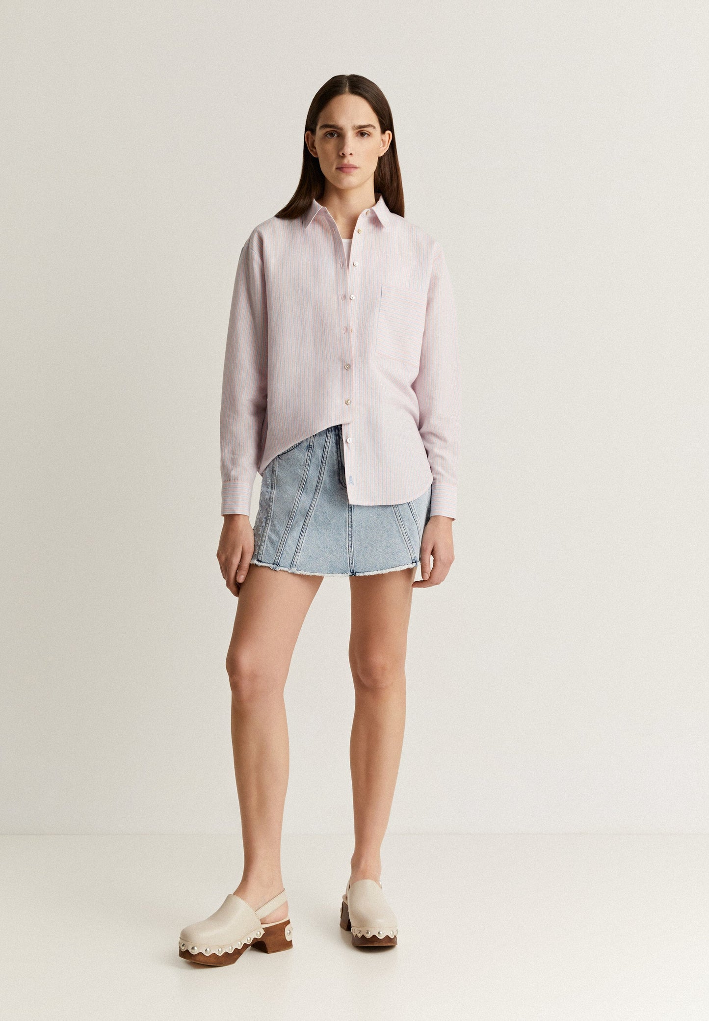 CONTRAST STRIPE LINEN SHIRT