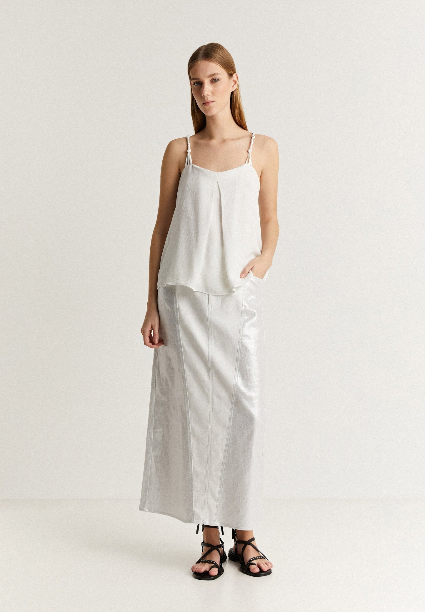 SATIN TOP WITH STRAPS