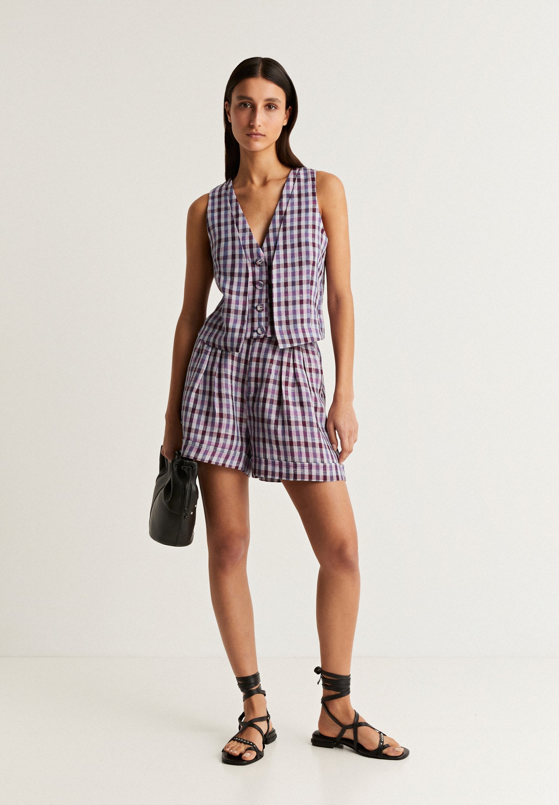 GINGHAM DART BERMUDA SHORTS
