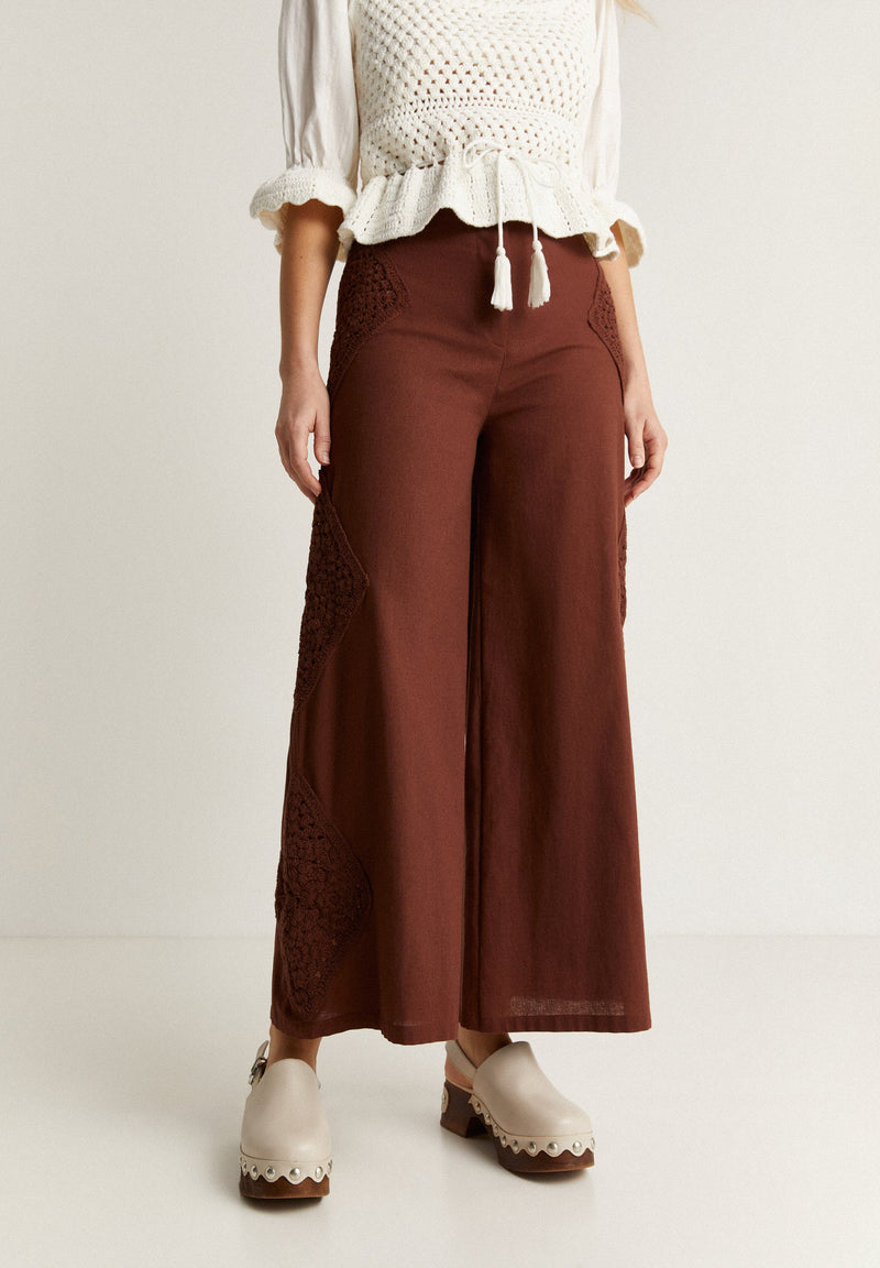CULOTTE TROUSERS WITH CROCHET DETAIL