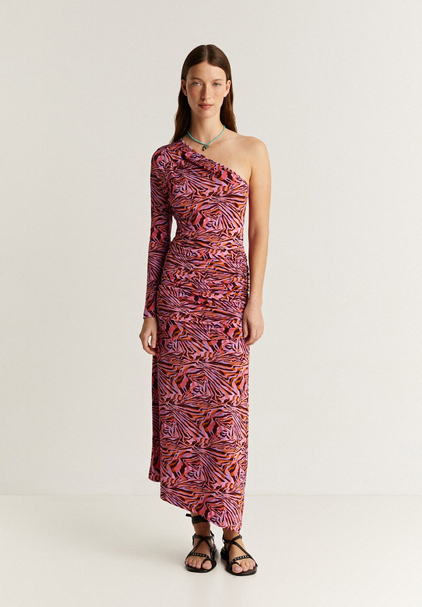 GATHERED ASYMMETRIC DRESS