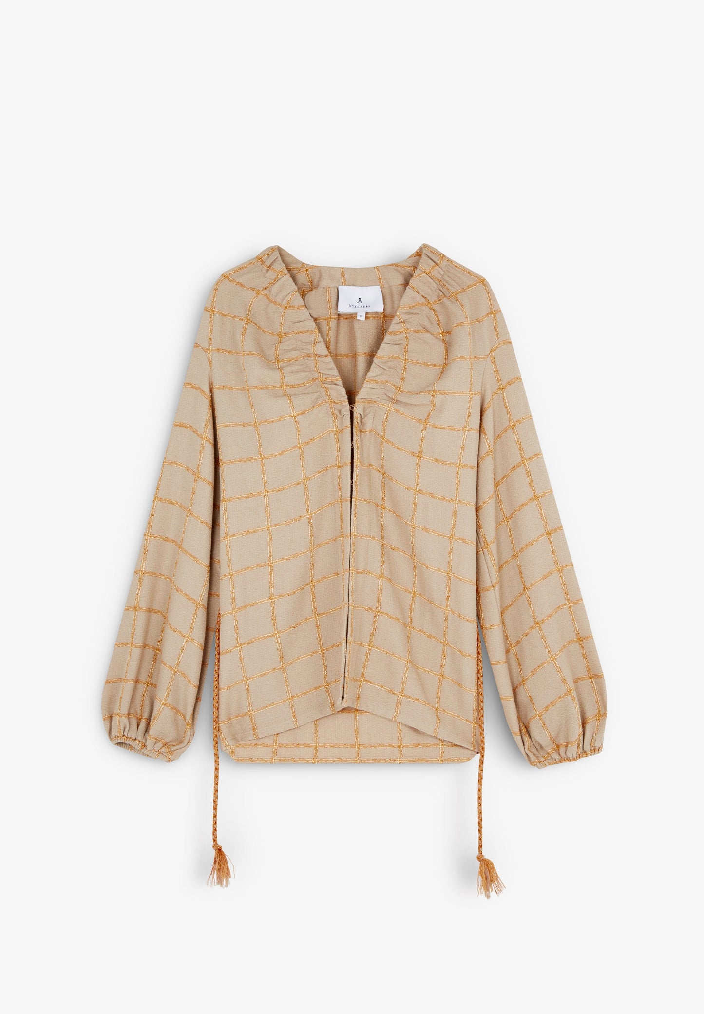 CHECK BLAZER WITH DRAWSTRING DETAIL