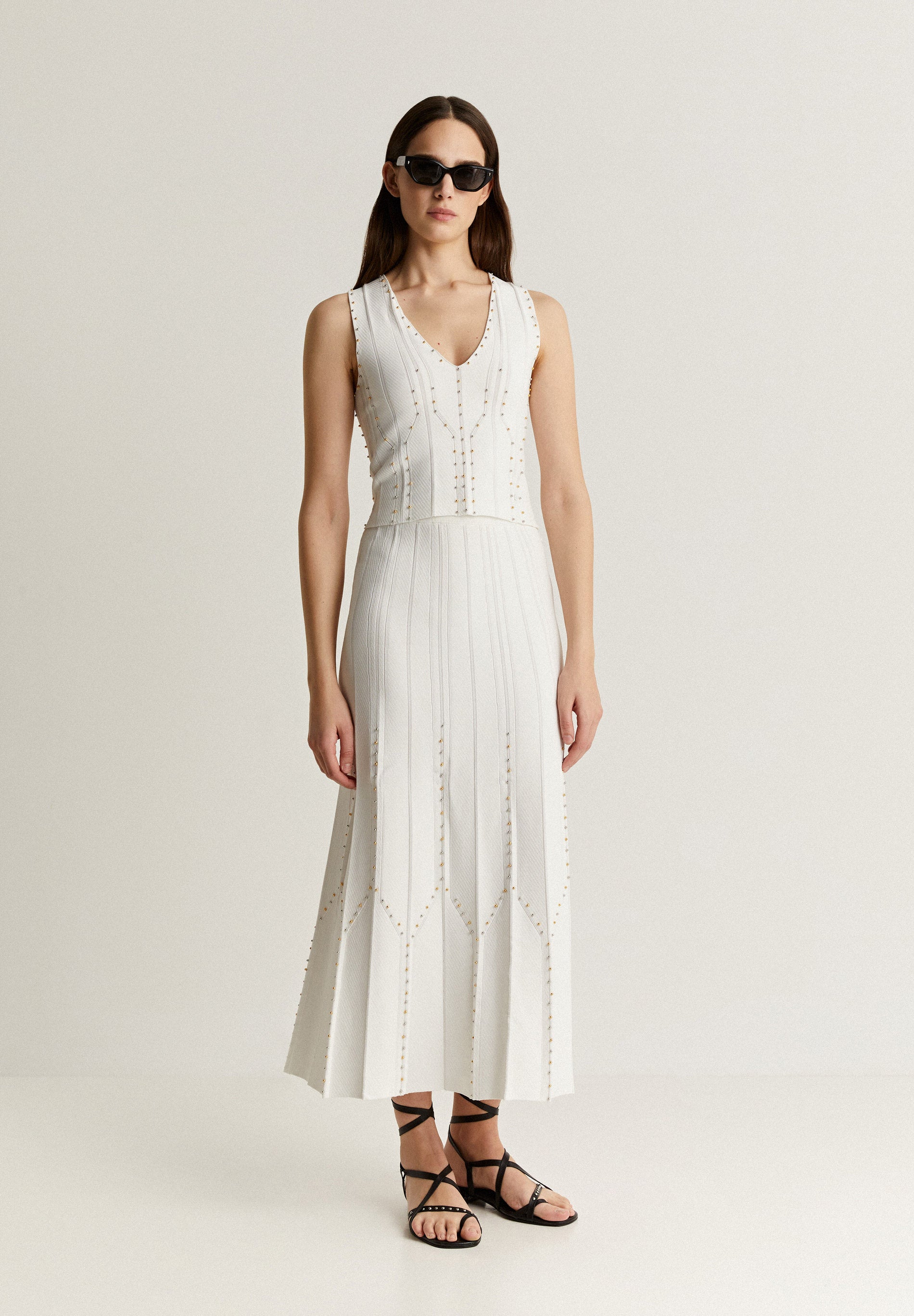 KNIT MIDI SKIRT WITH STUDS