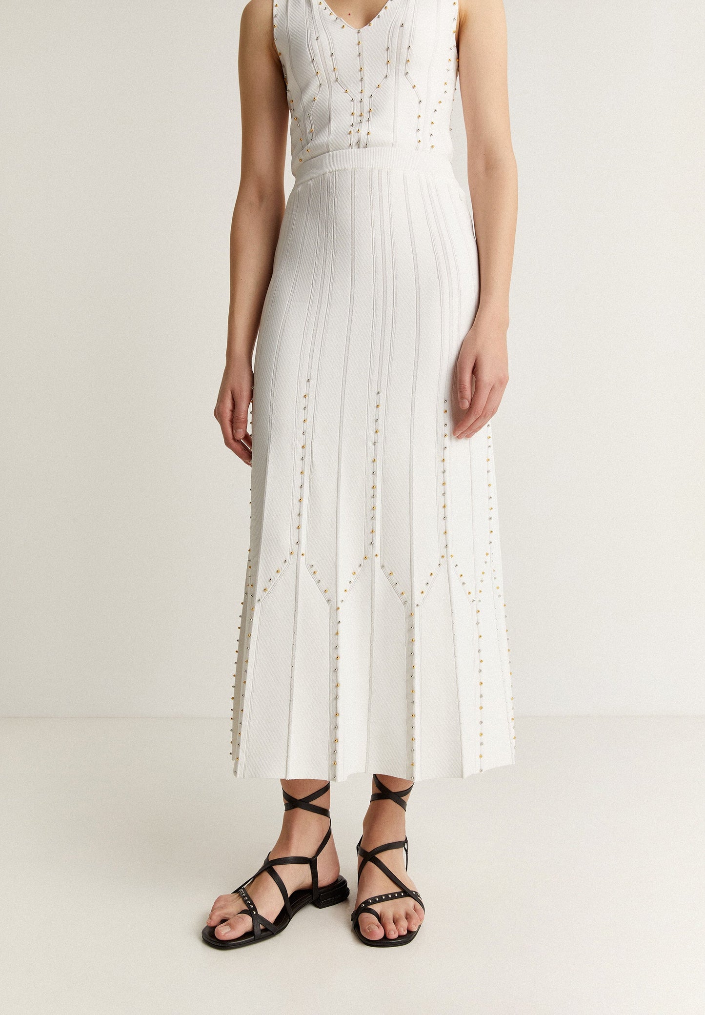 KNIT MIDI SKIRT WITH STUDS