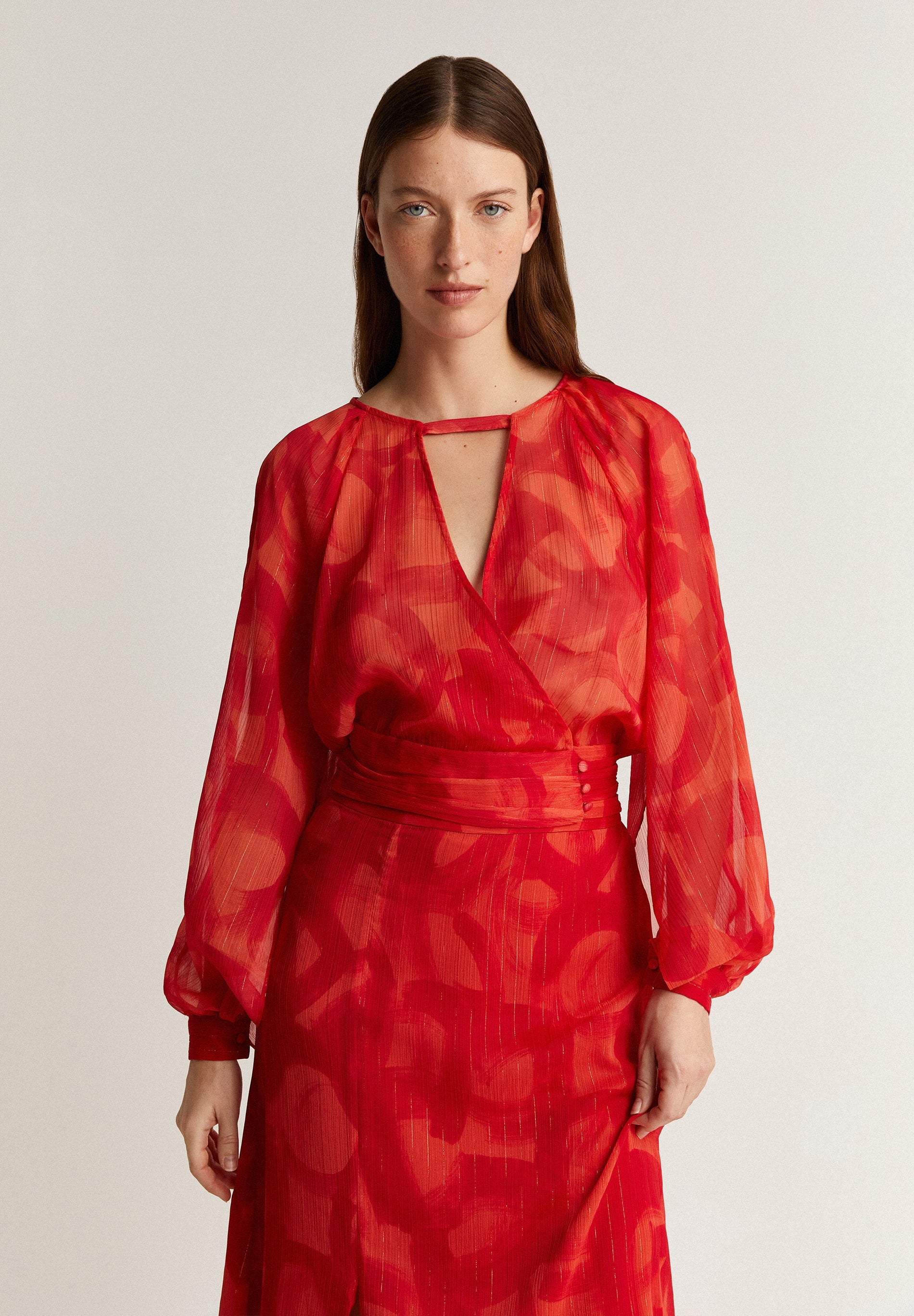 BLOUSE WITH SLIT AND LUREX