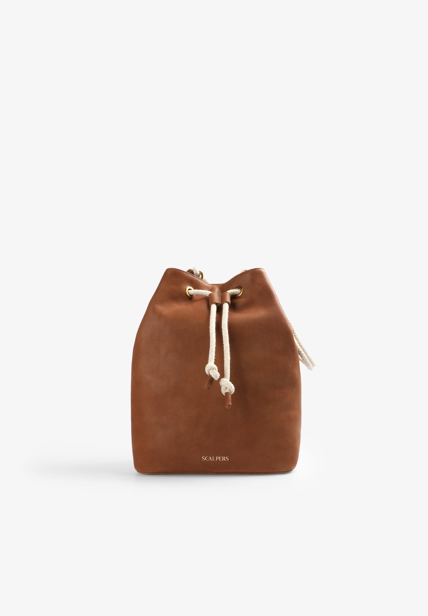 LEATHER BUCKET BAG WITH DRAWSTRING DETAIL