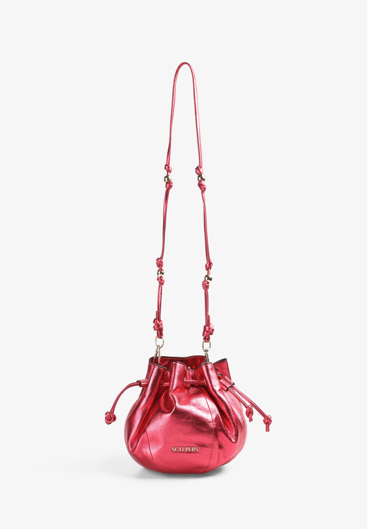 METALLIC LEATHER BOWLER BAG