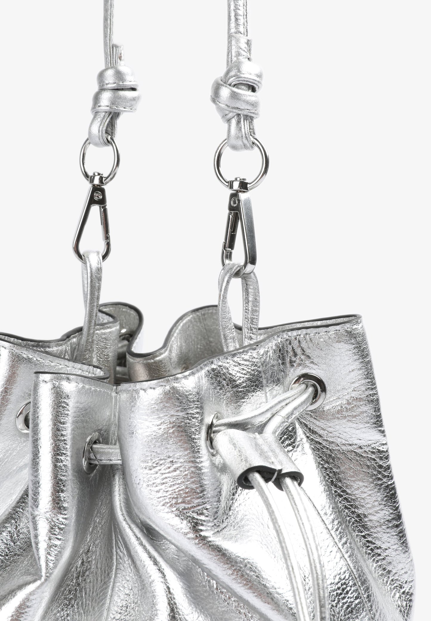 METALLIC LEATHER BOWLER BAG