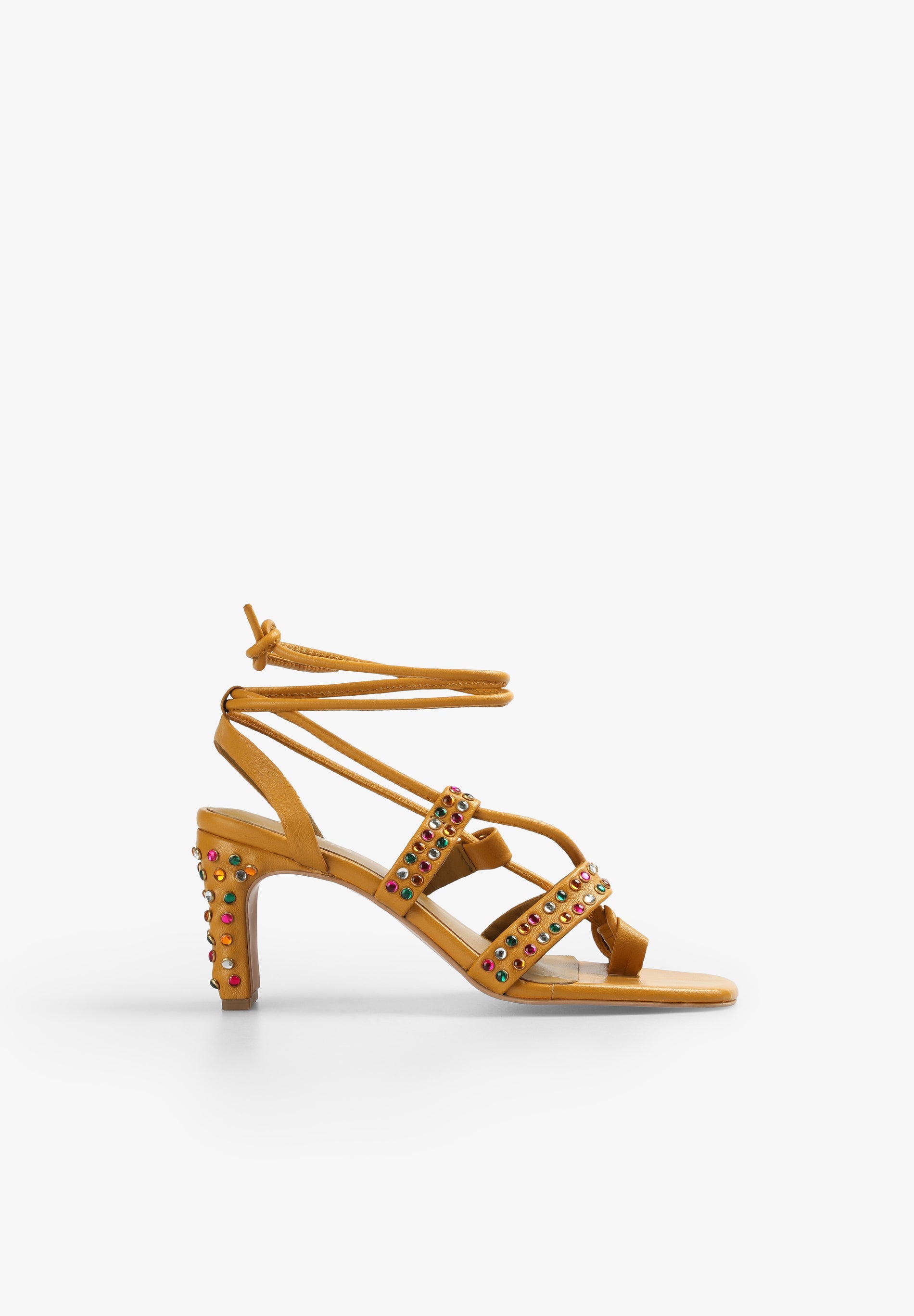 MULTICOLOURED LEATHER SANDALS WITH STUD DETAILS