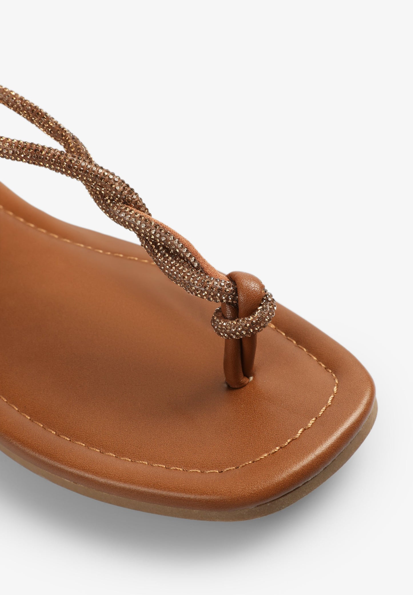 LEATHER SANDALS WITH STRAPS AND RHINESTONE DETAIL