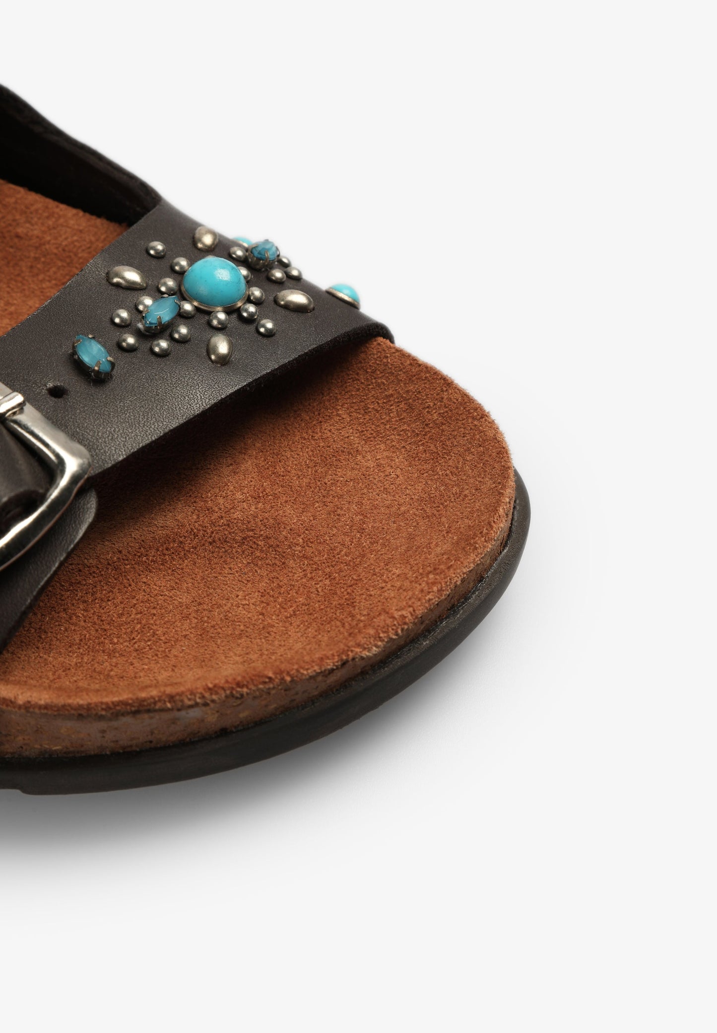 LEATHER SANDALS WITH BUCKLE AND STUDS