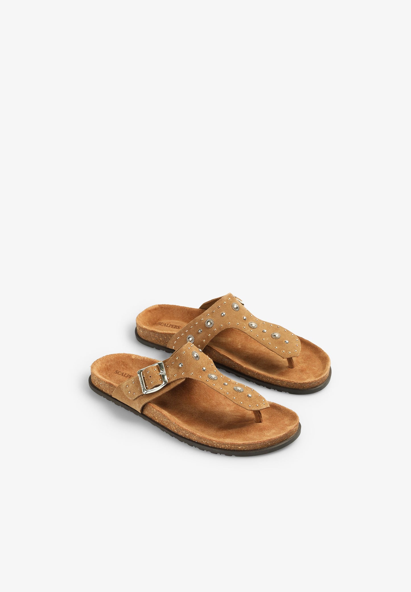 FLAT SUEDE SANDALS WITH STUDS