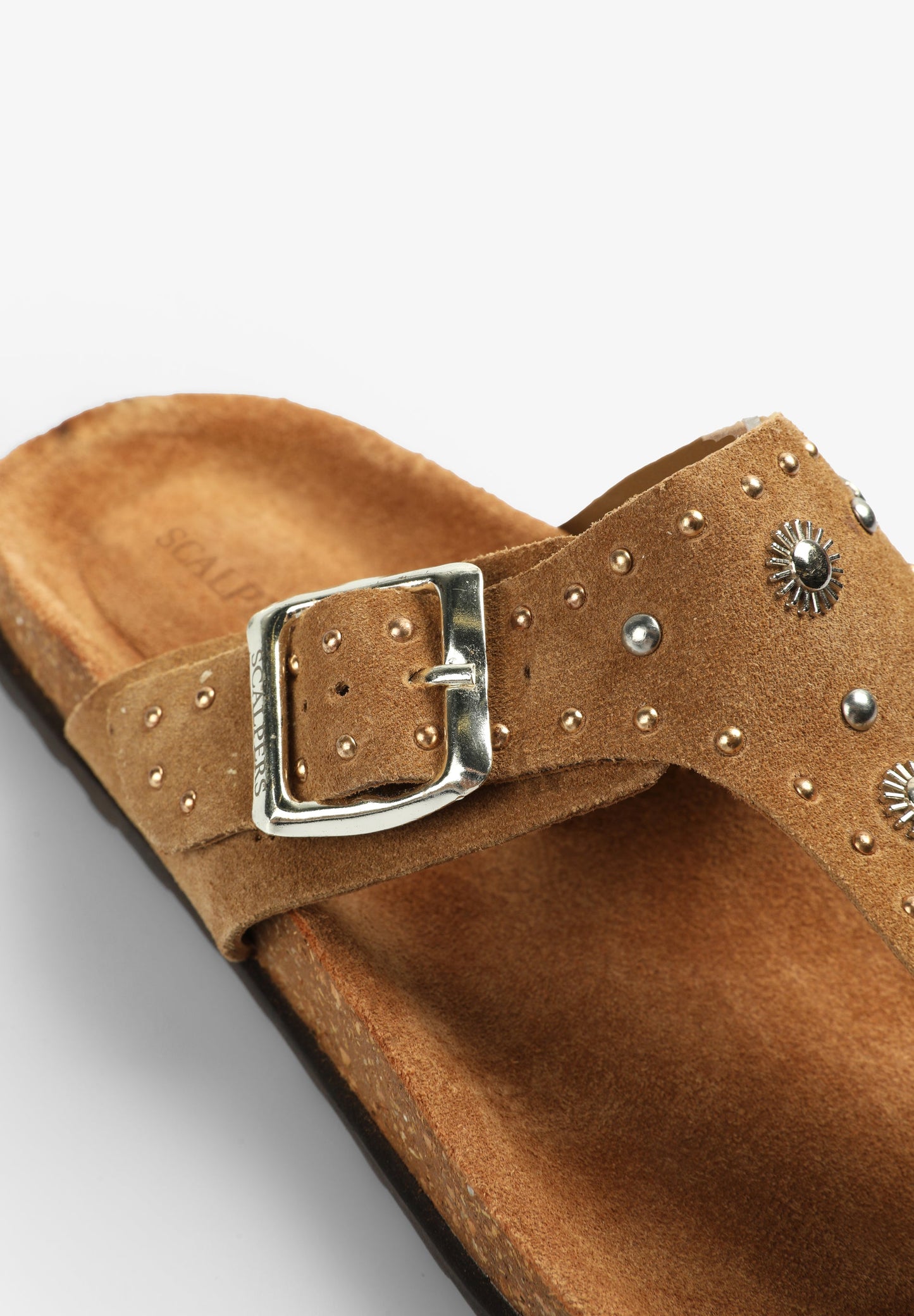 FLAT SUEDE SANDALS WITH STUDS