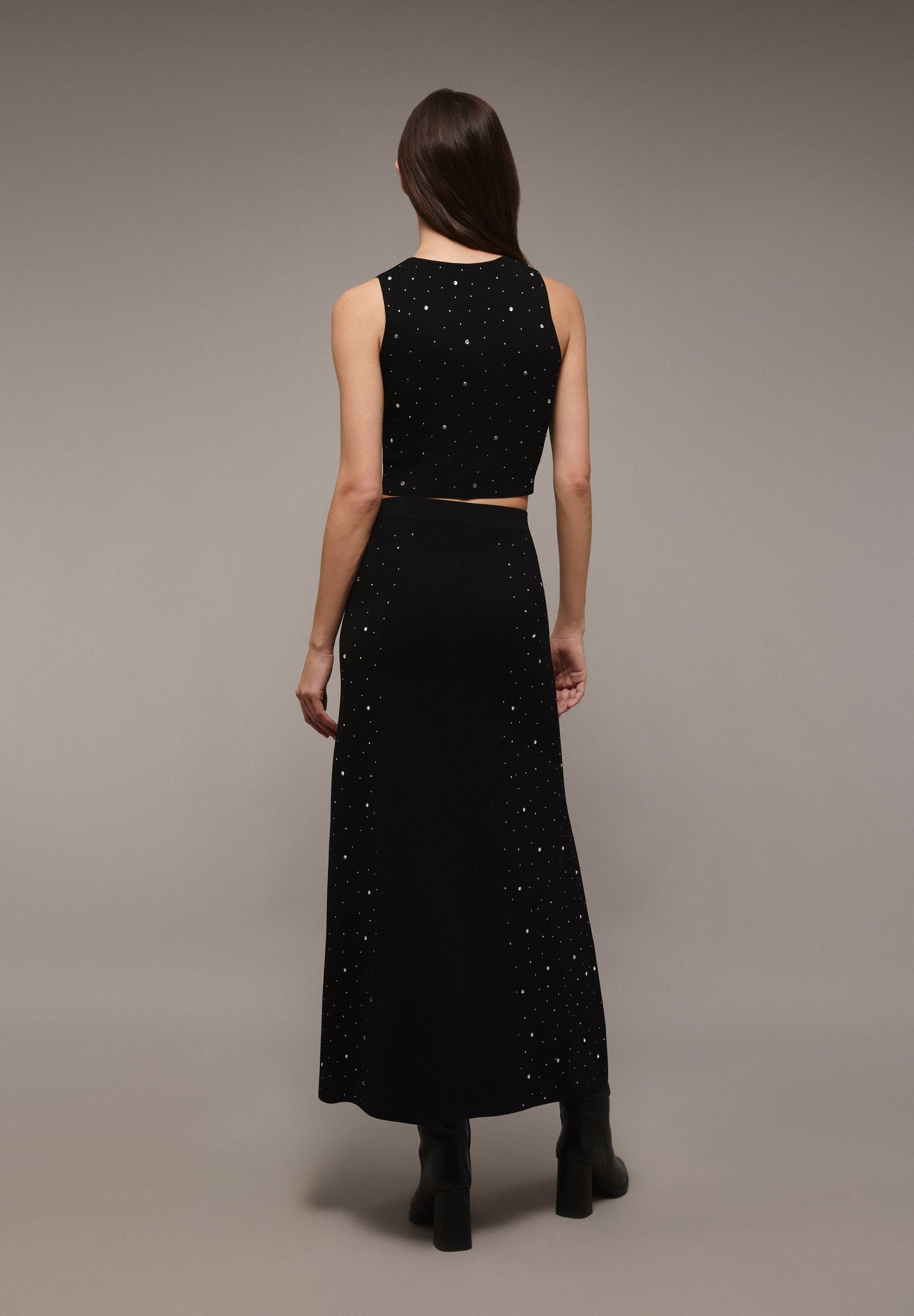 MIDI KNIT SKIRT WITH BEAD DETAIL