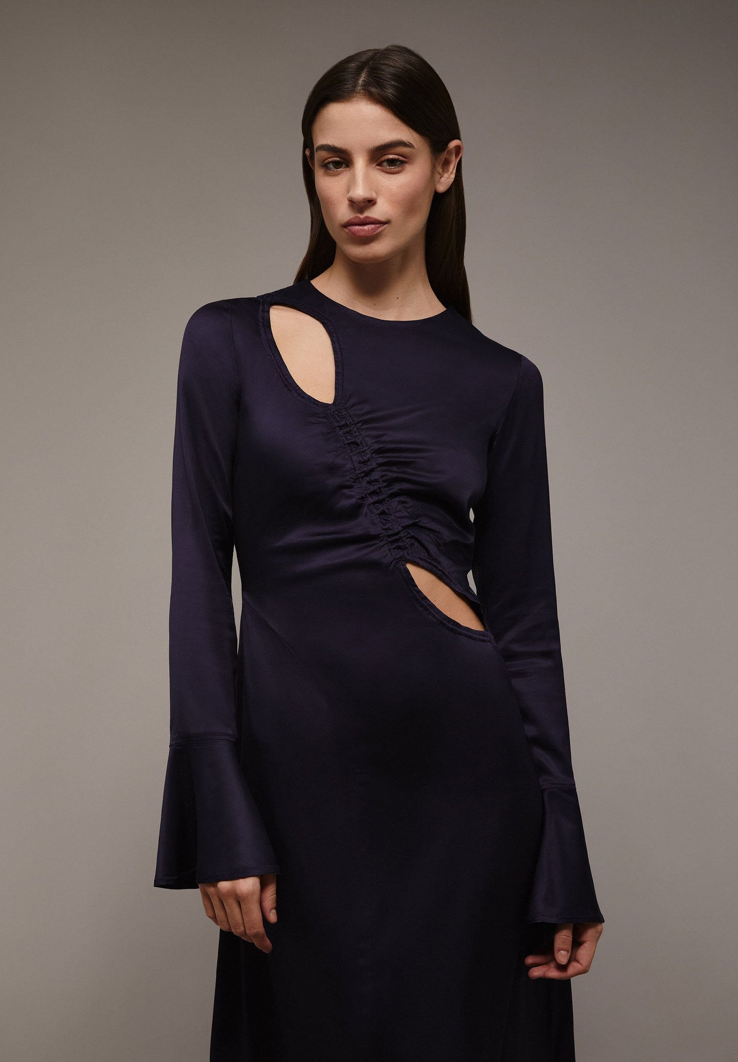 SATIN MIDI DRESS WITH SLITS