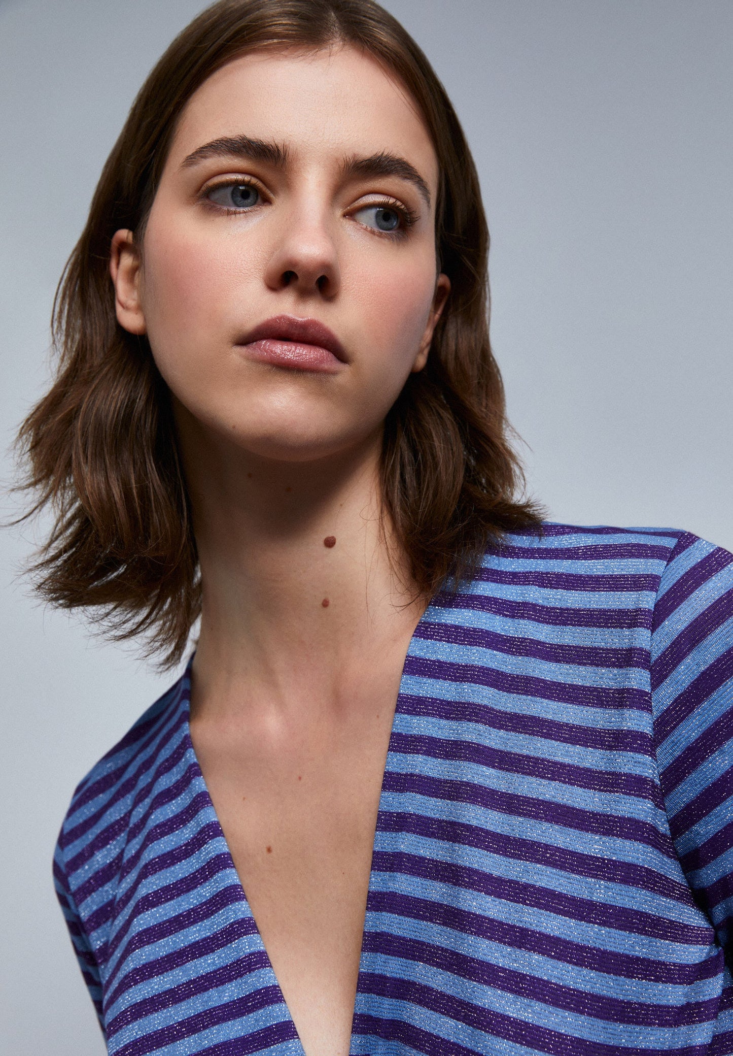 STRIPED DRESS WITH LUREX