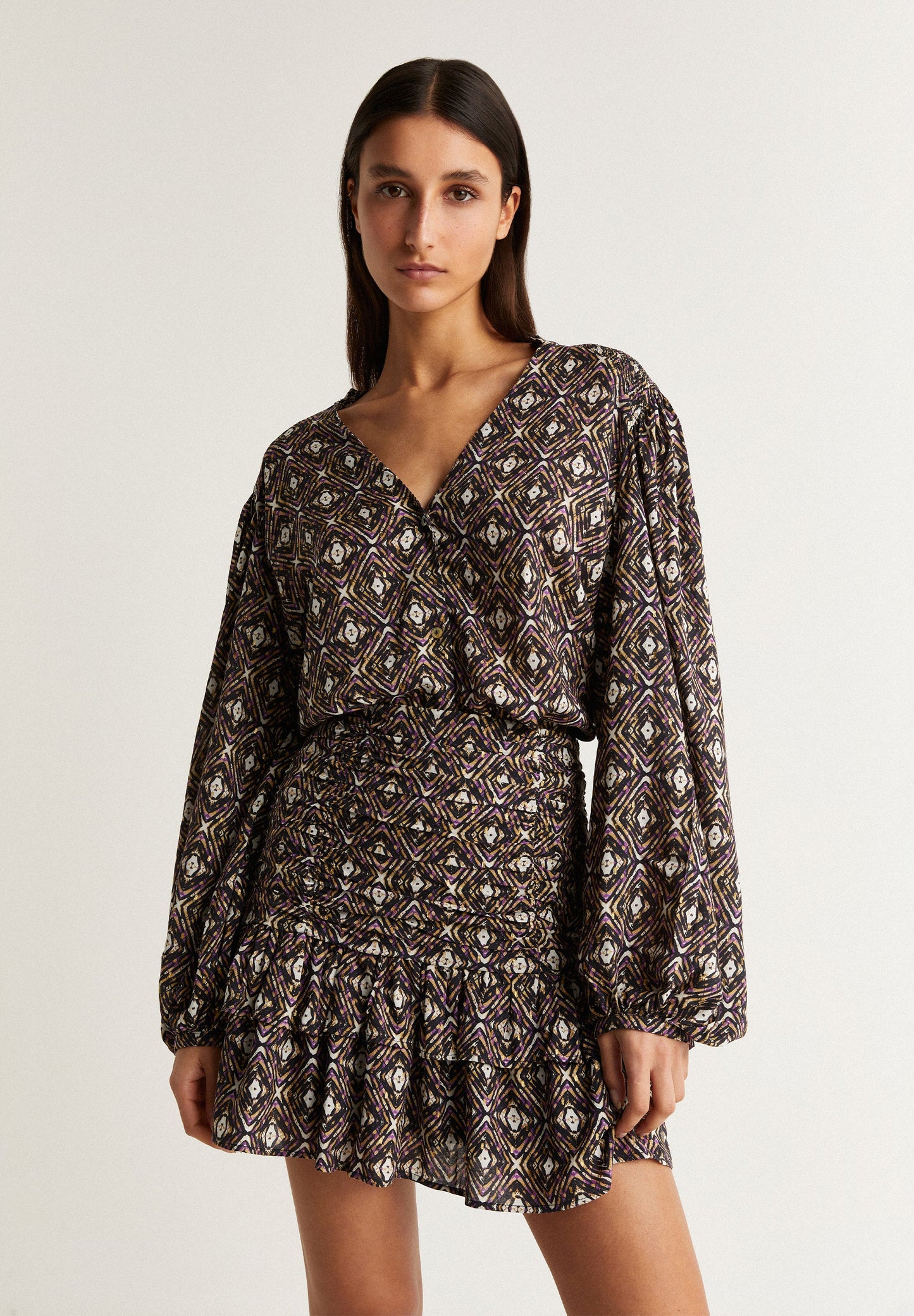 PRINT BLOUSE WITH LUREX DETAIL