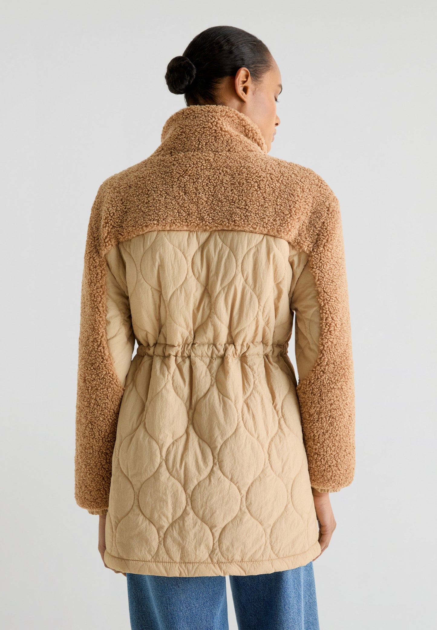 FLEECE PUFFER COAT WITH NEON DETAIL