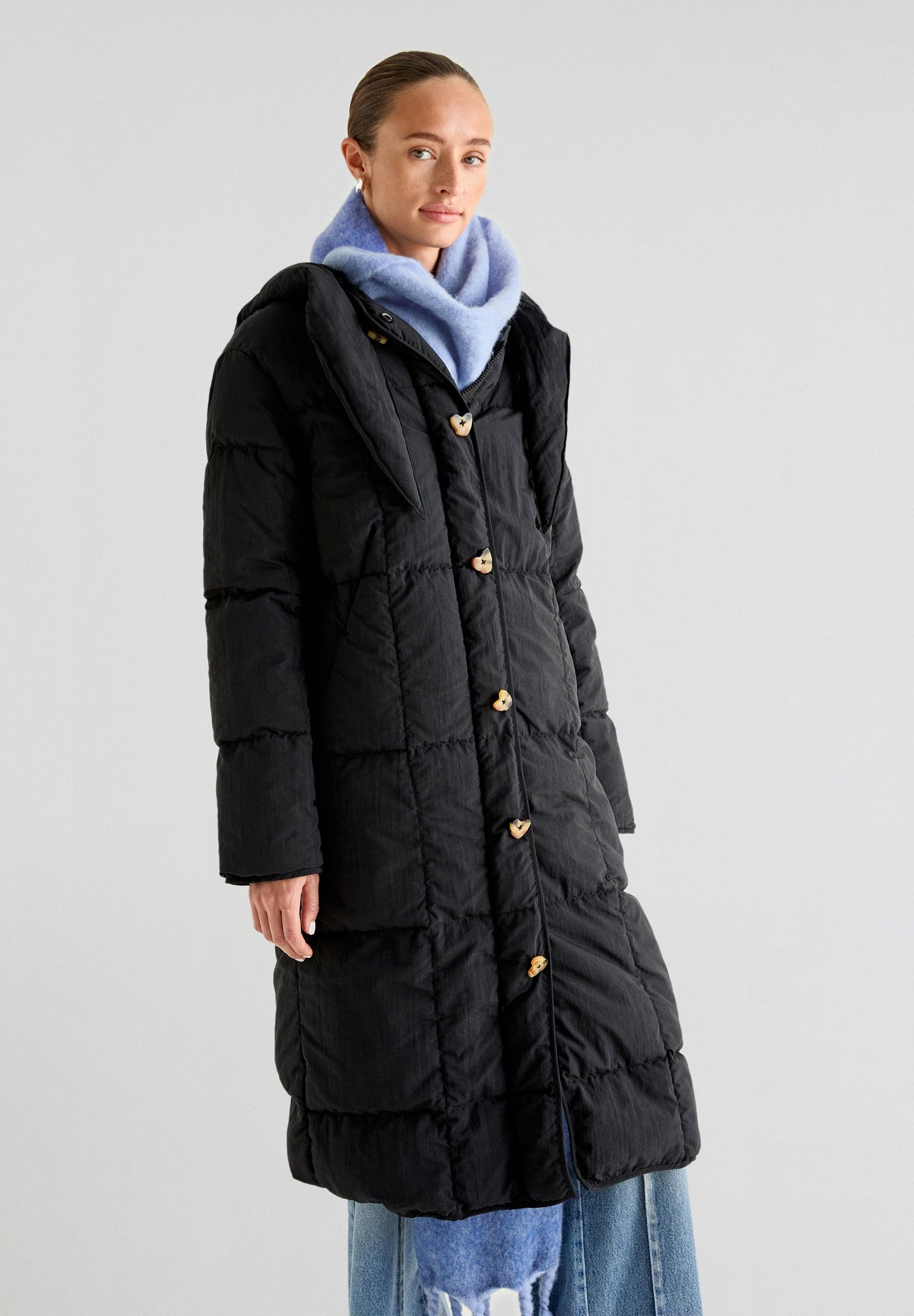 BOW HOODIE PUFFER COAT