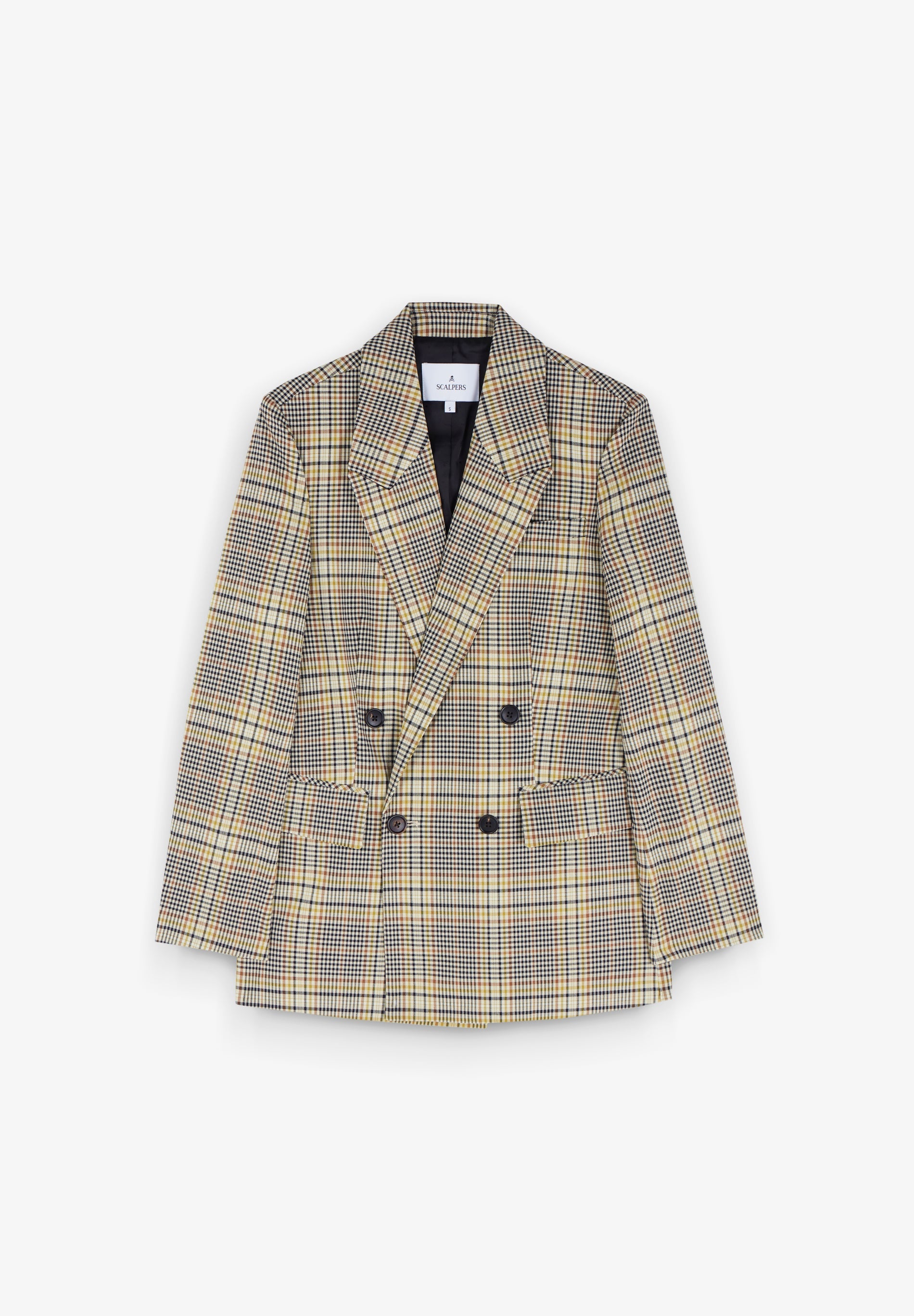 DOUBLE-BREASTED BLAZER WITH CHECK PRINT