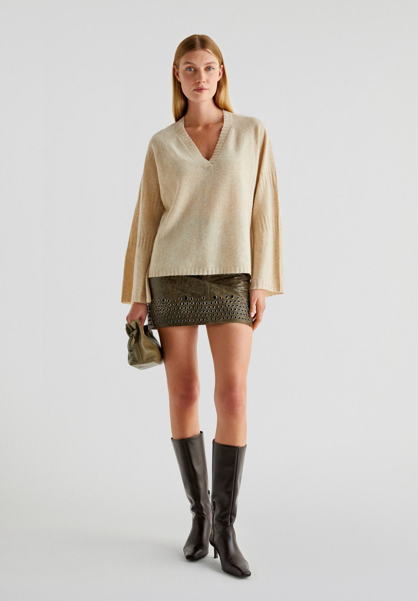 WOOL SWEATER WITH SLEEVE DETAIL