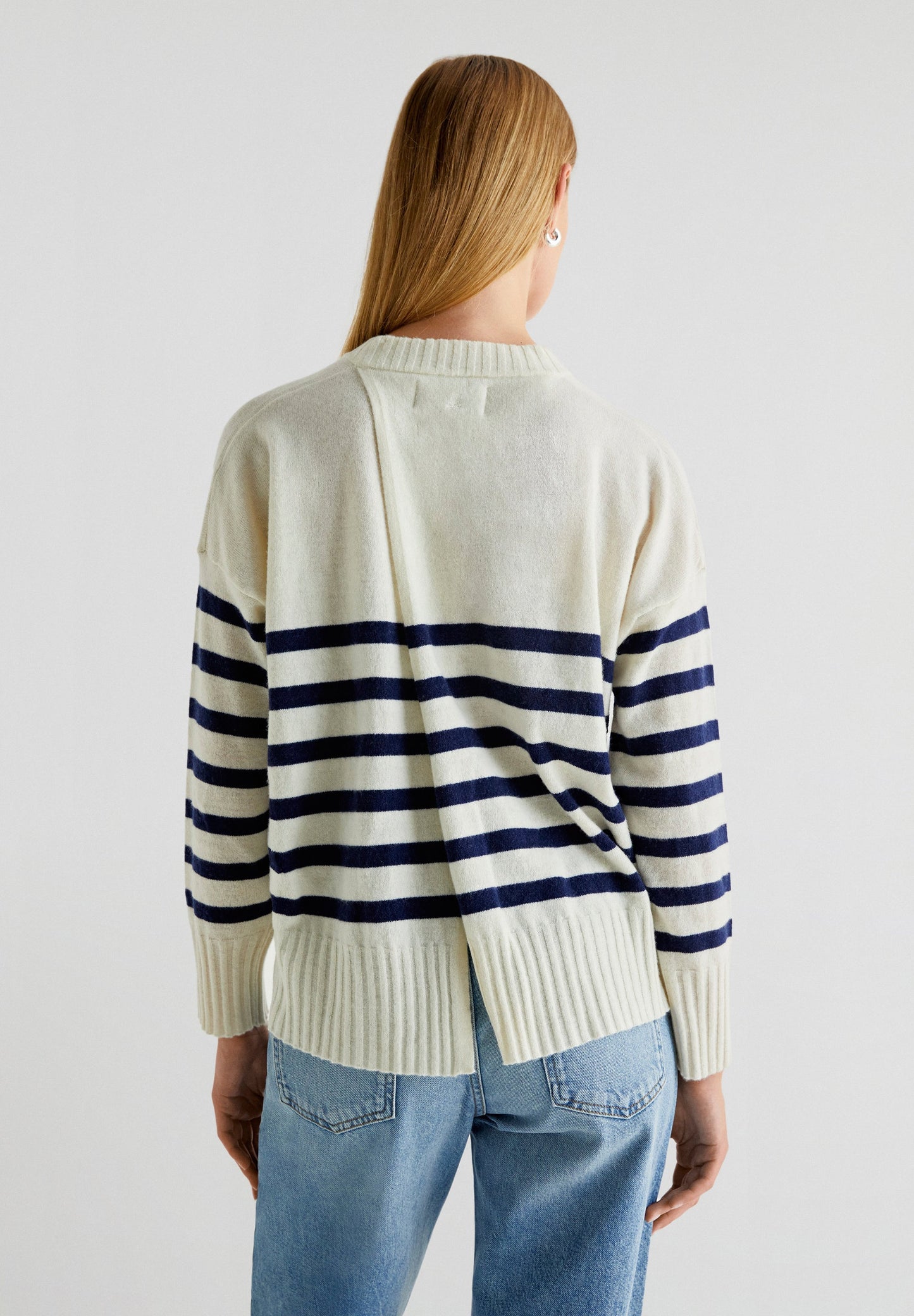 STRIPED SWEATER WITH CROSSED BACK