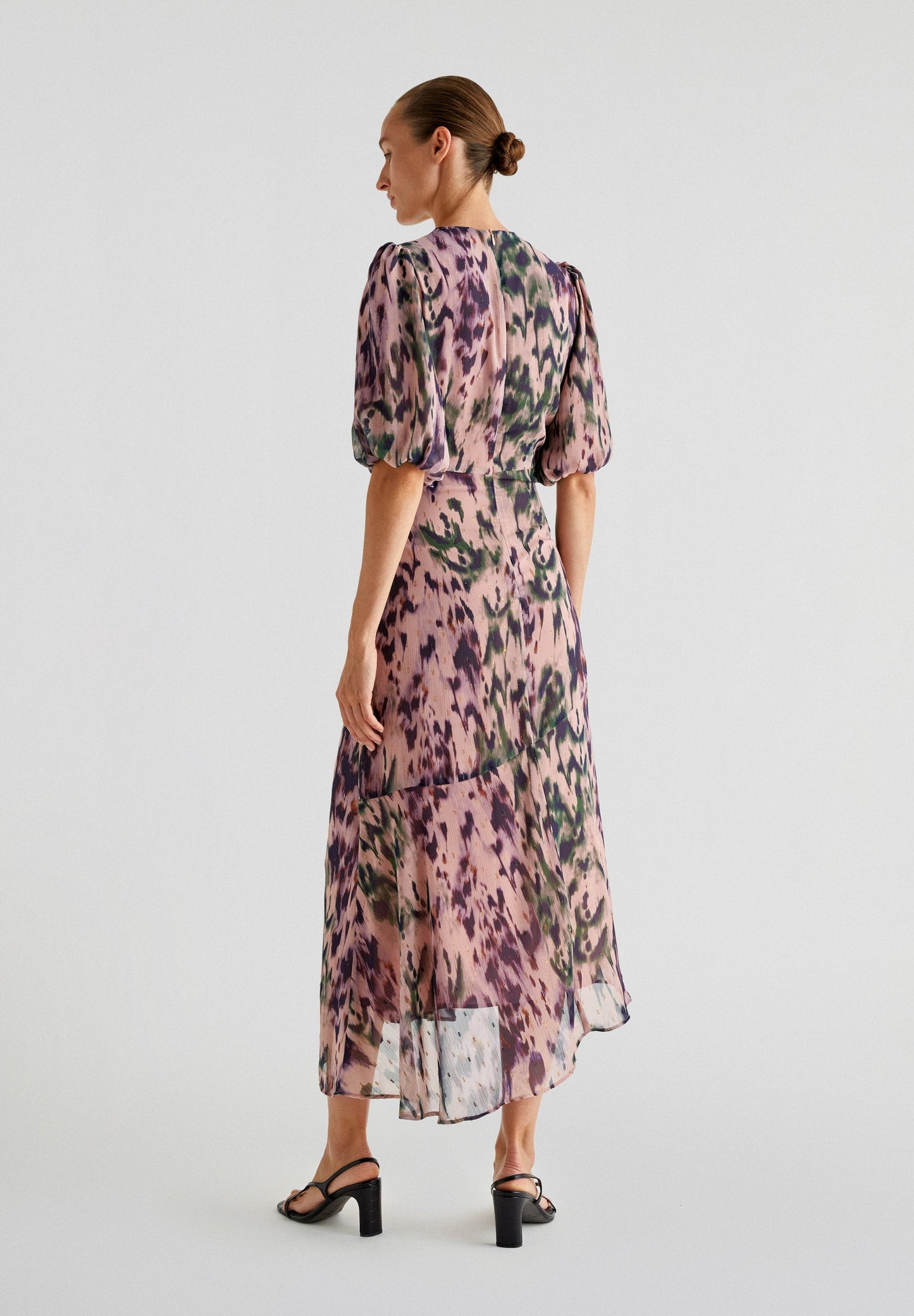 PRINTED PUFF SLEEVE DRESS