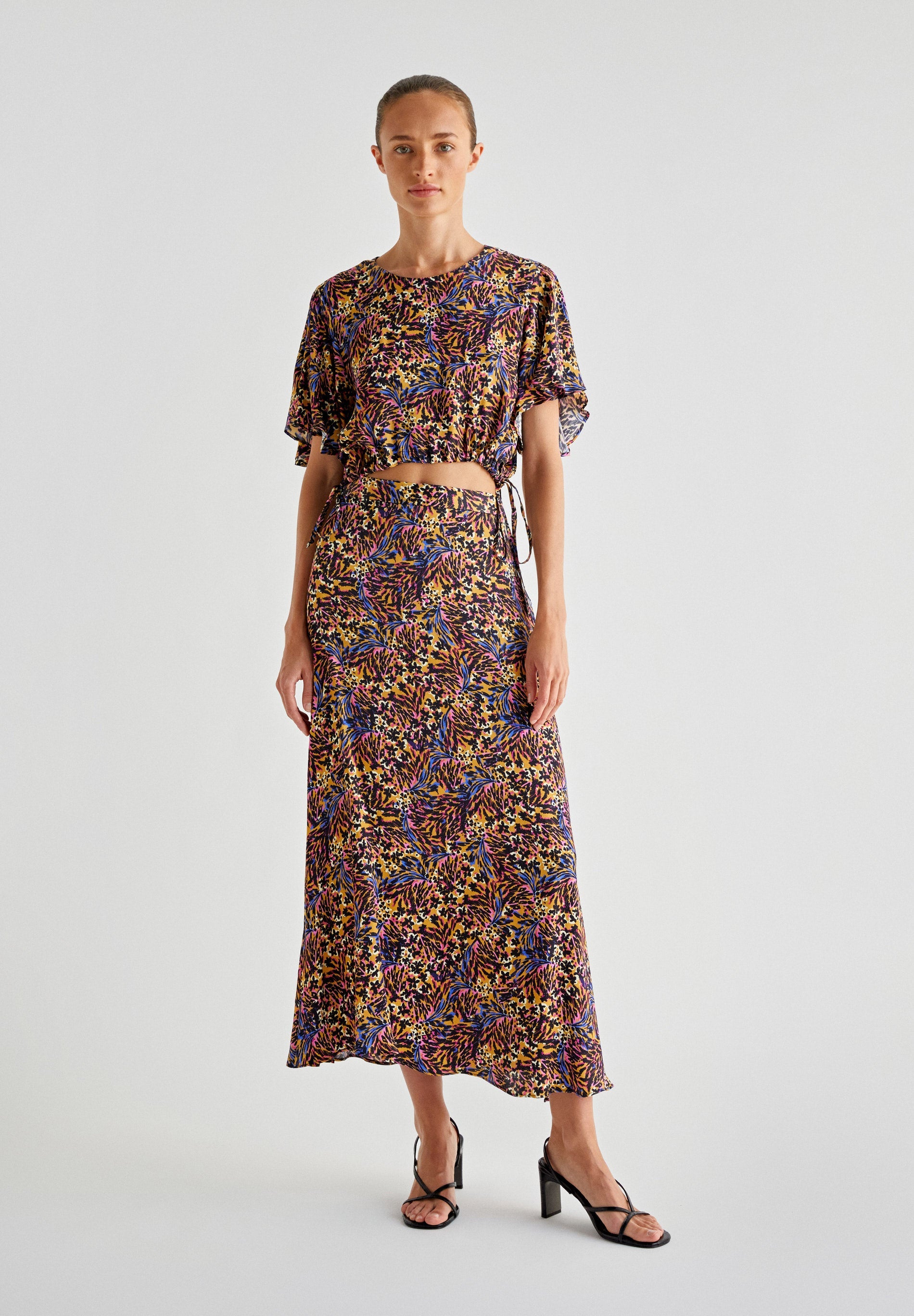 PRINTED MIDI SKIRT