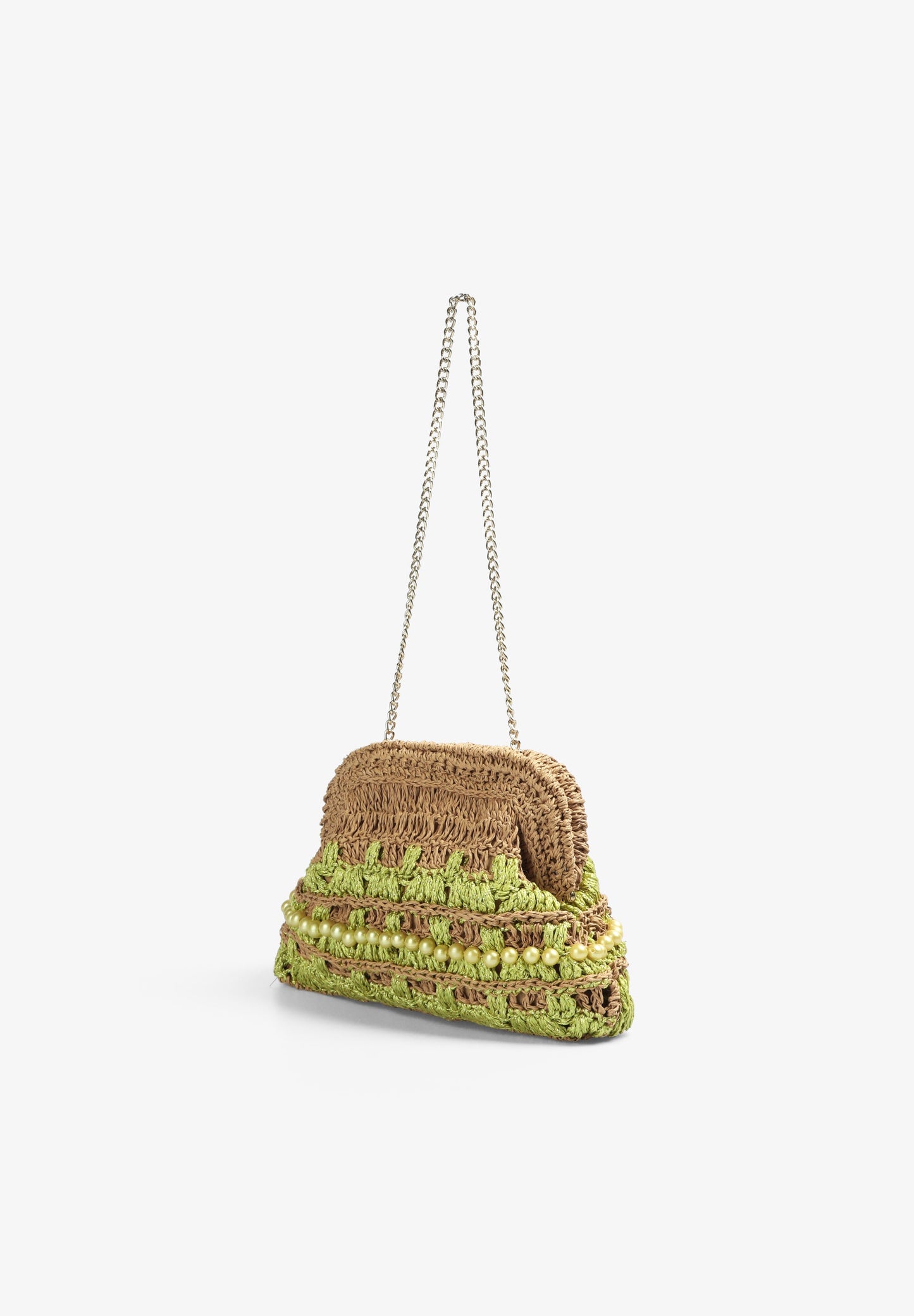 RAFFIA CLUTCH BAG WITH BEADS DETAIL