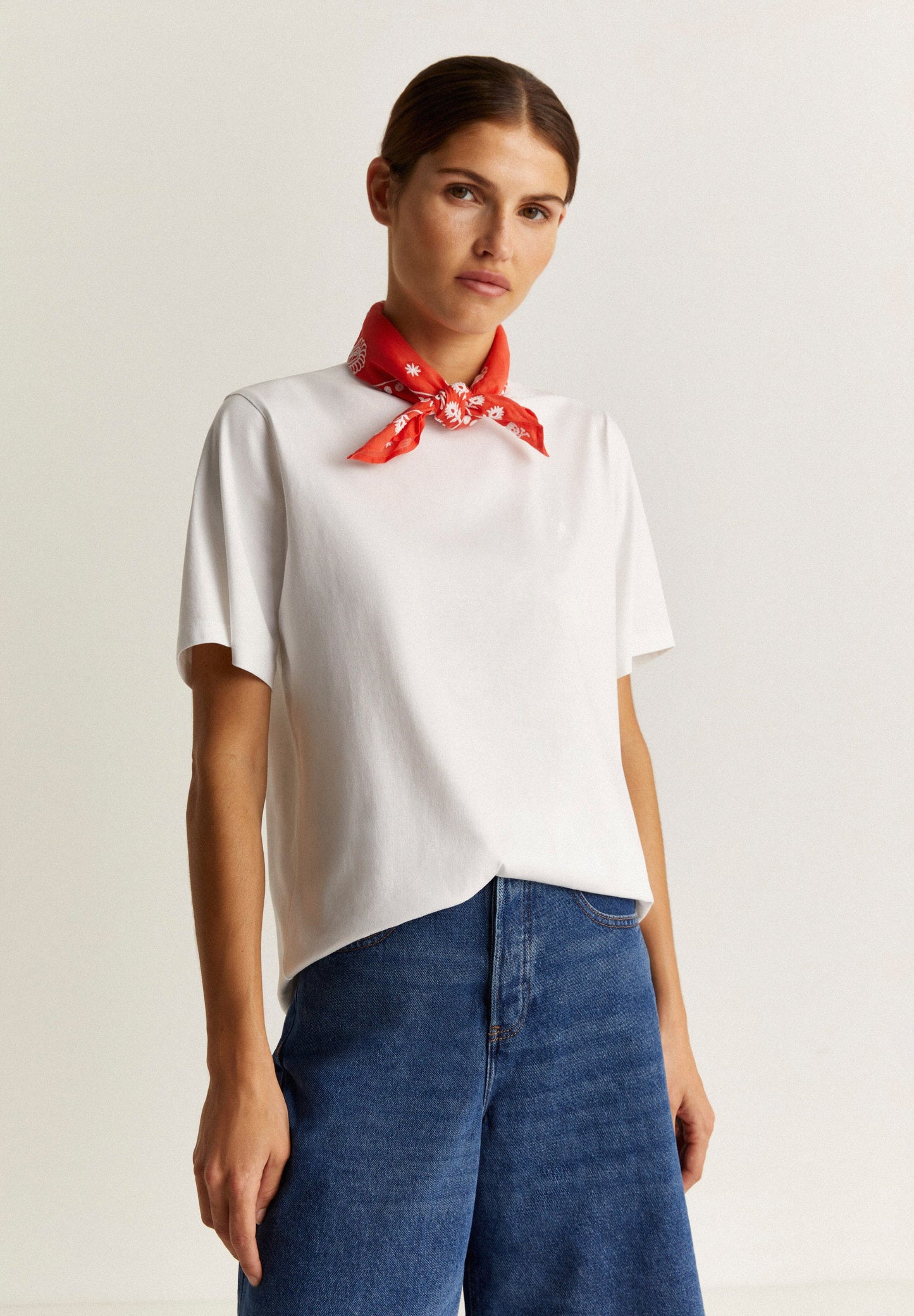 T-SHIRT WITH NECKERCHIEF DETAIL