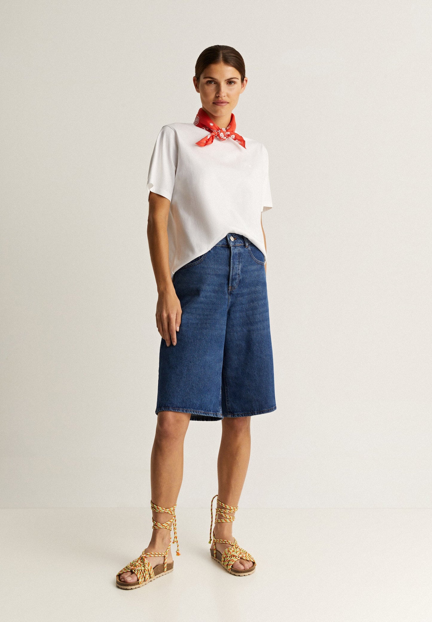 T-SHIRT WITH NECKERCHIEF DETAIL