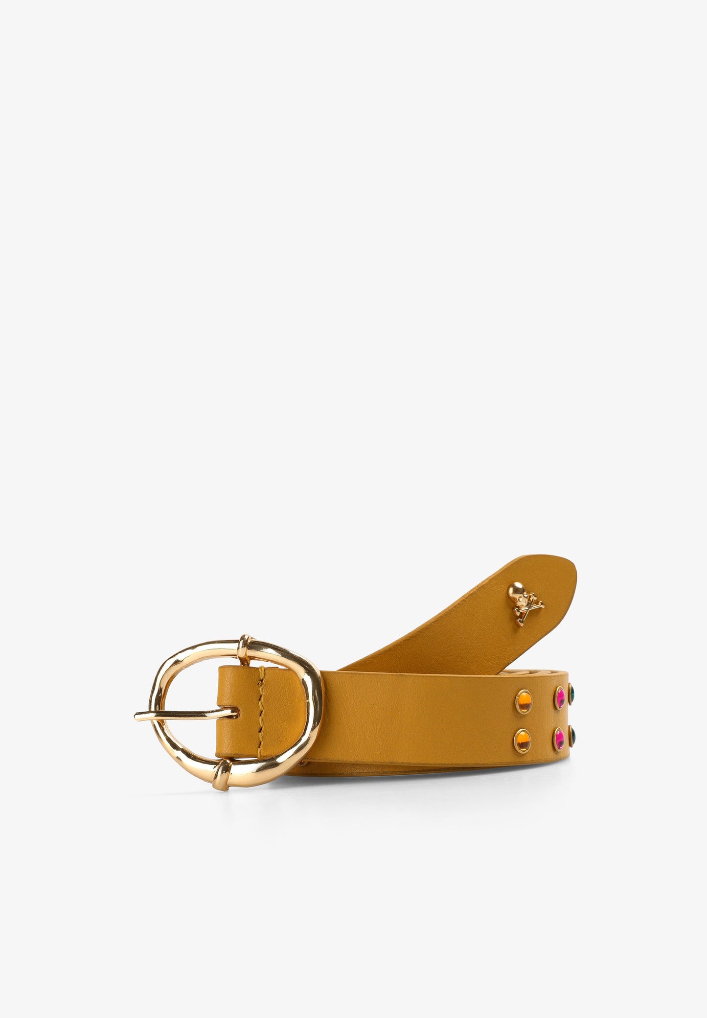 LEATHER BELT WITH MULTICOLOURED STUDS