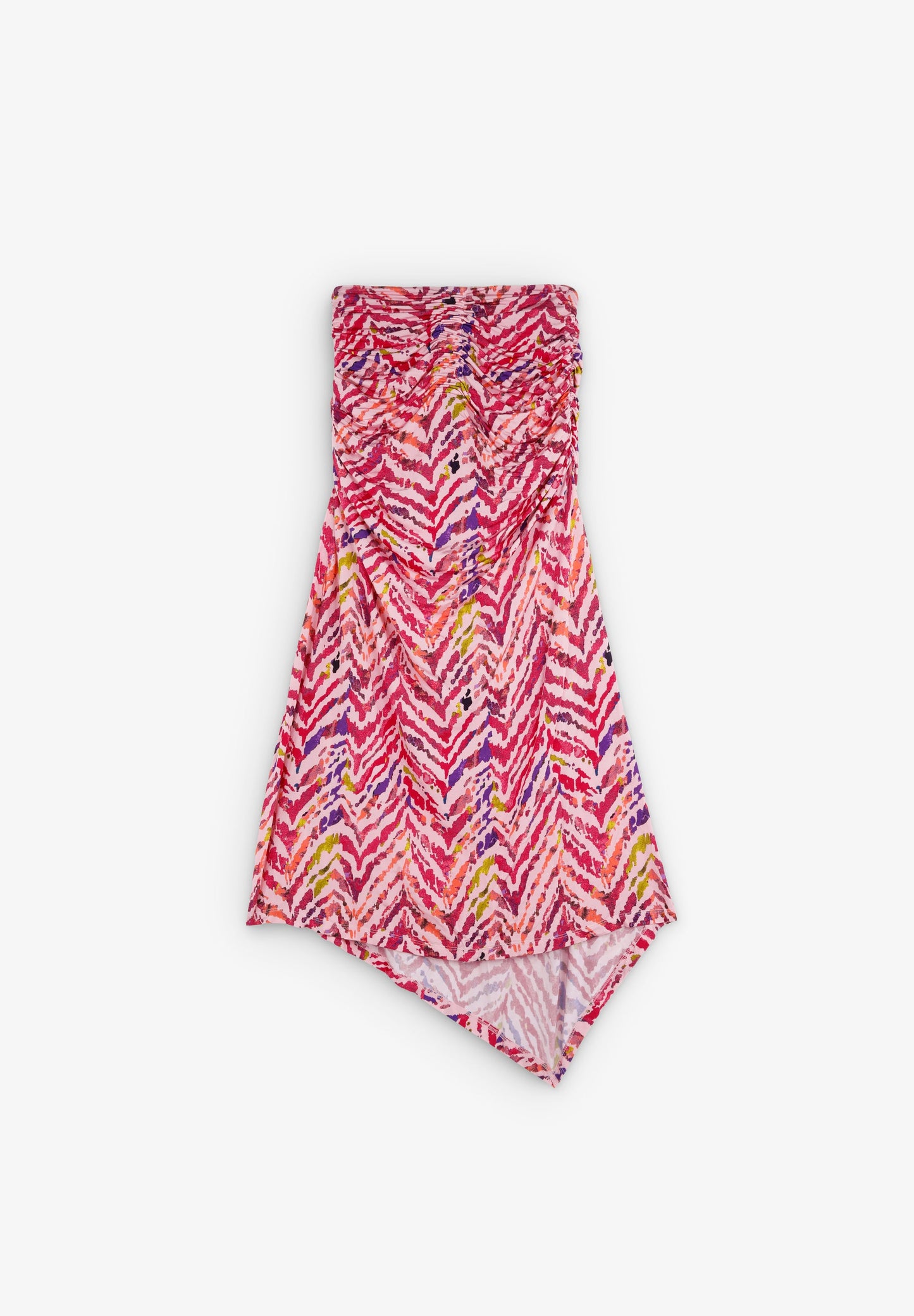 PRINTED MIDI SKIRT WITH GATHERED DETAIL