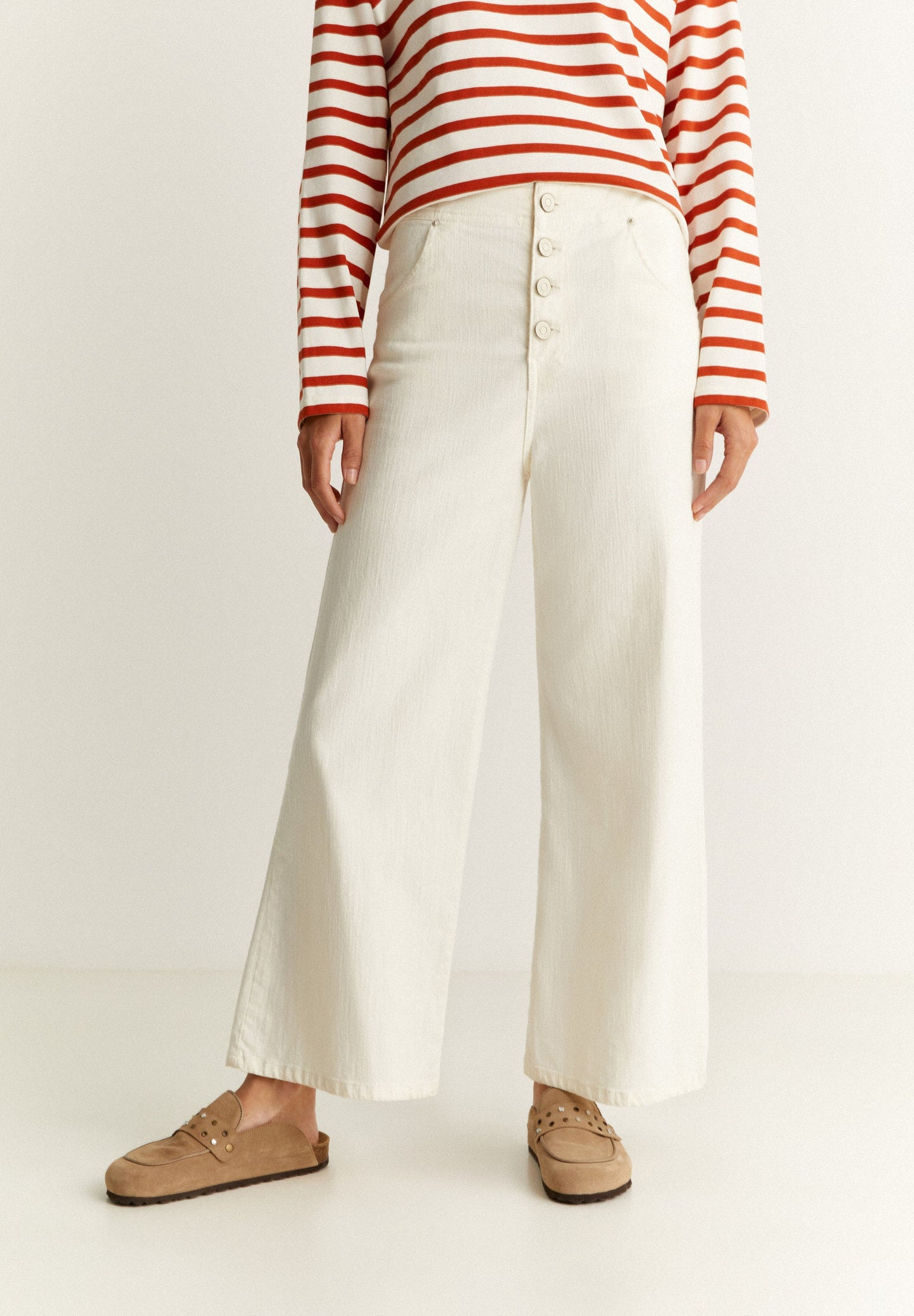 DENIM CULOTTE WITH TONE ON TONE BUTTONS