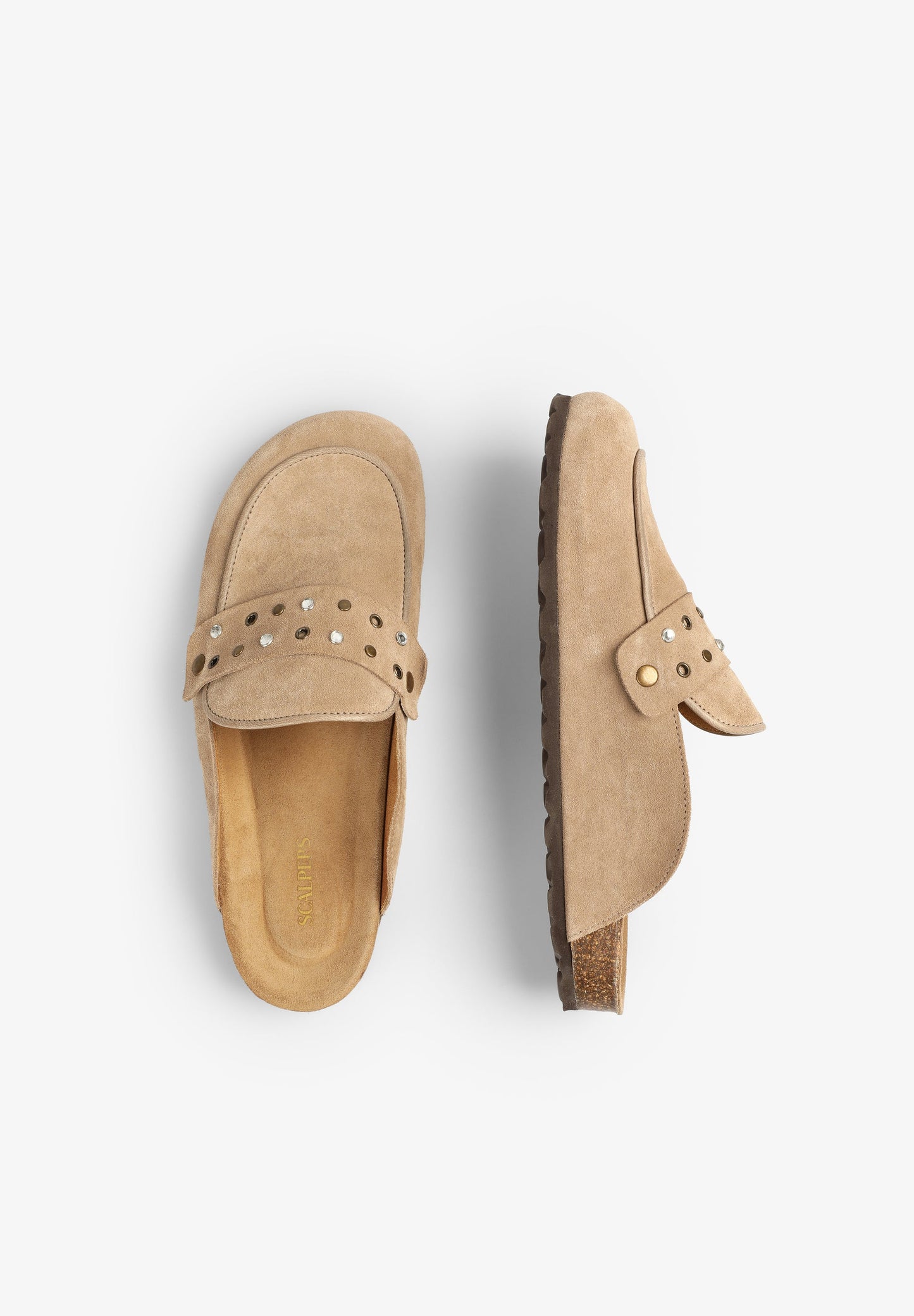 SPLIT SUEDE CLOGS WITH STUDS