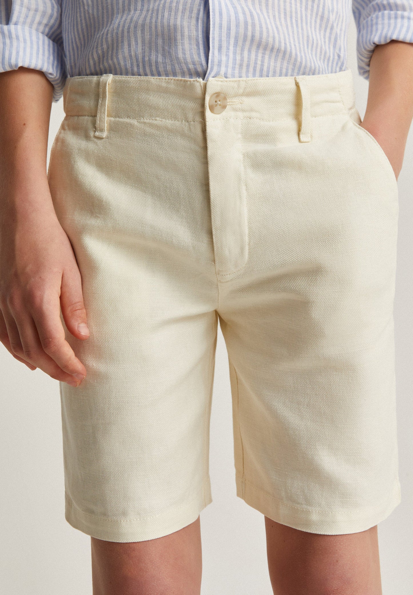 COTTON LINEN BERMUDA SHORTS