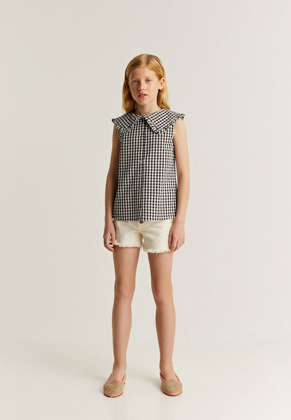 GINGHAM BLOUSE WITH PETER PAN COLLAR
