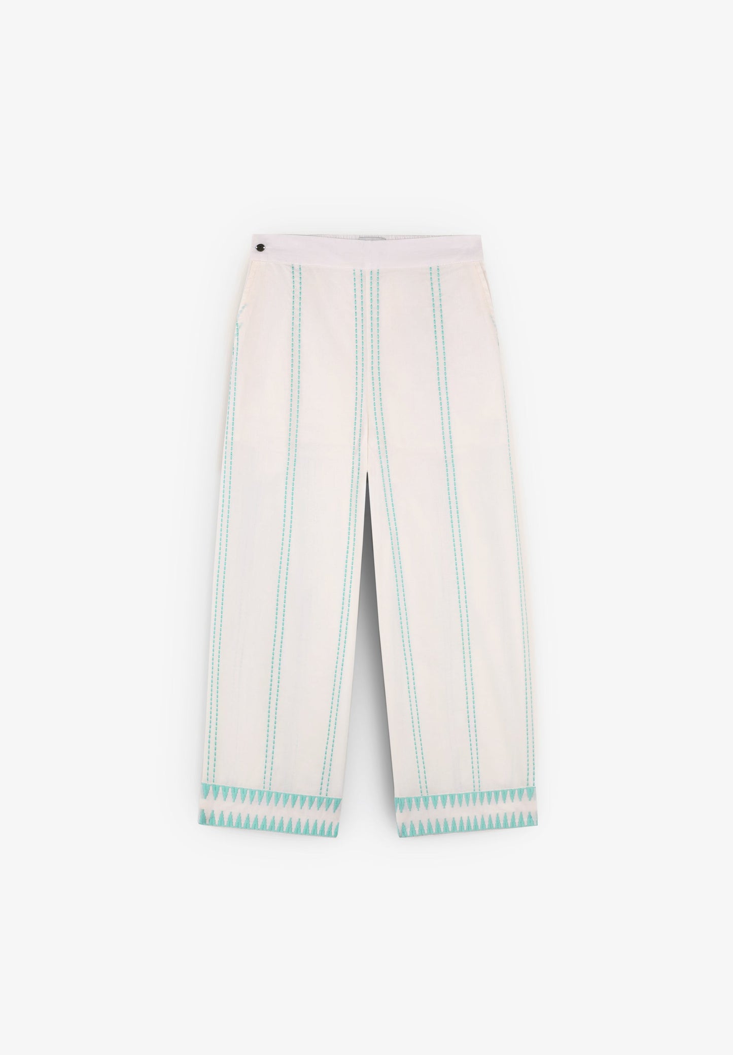 TROUSERS WITH CONTRAST EMBROIDERY DETAILS