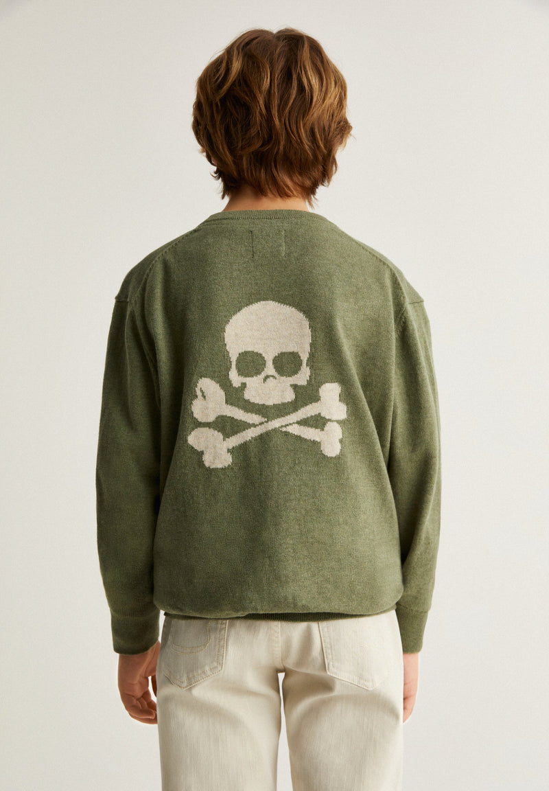 SWEATER WITH CONTRAST SKULL ON THE BACK