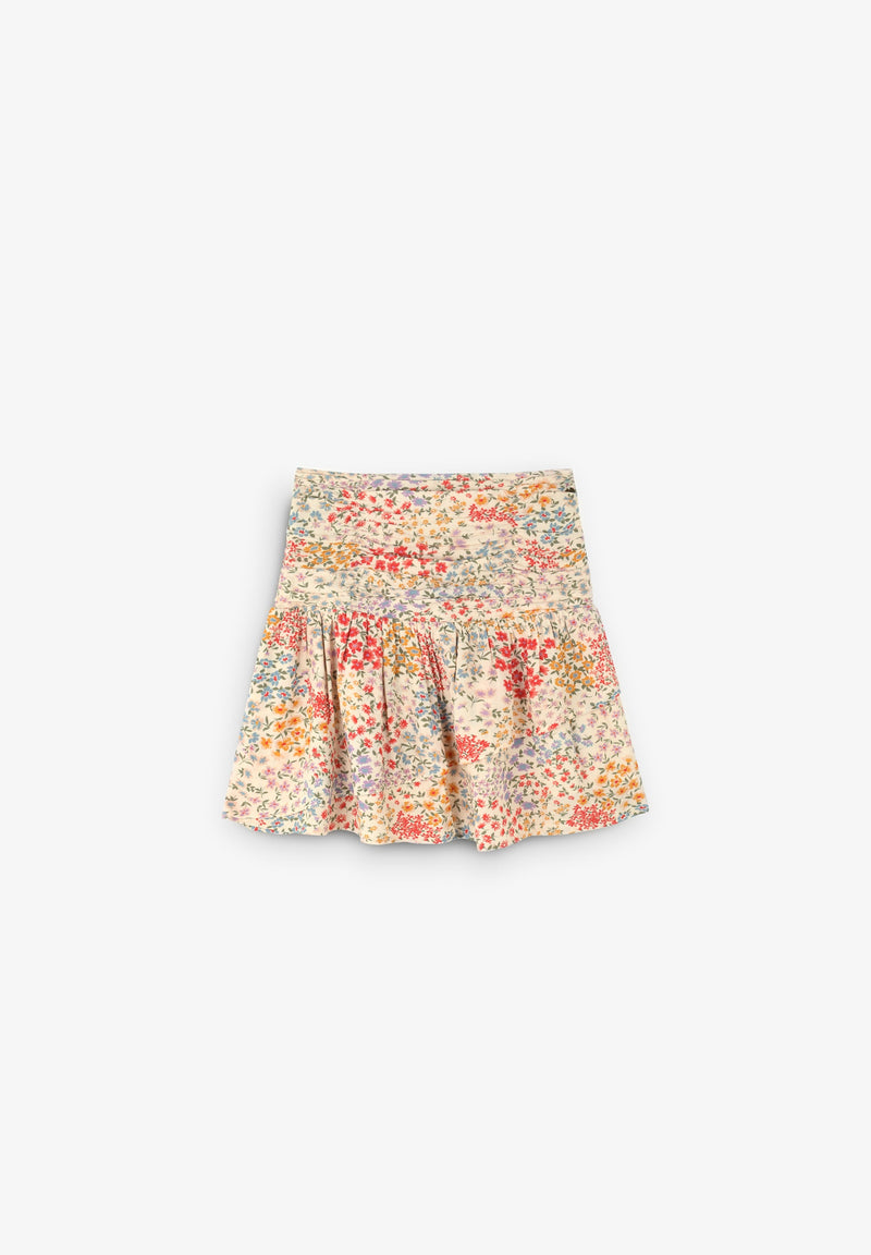 FLORAL SKIRT WITH GATHERING