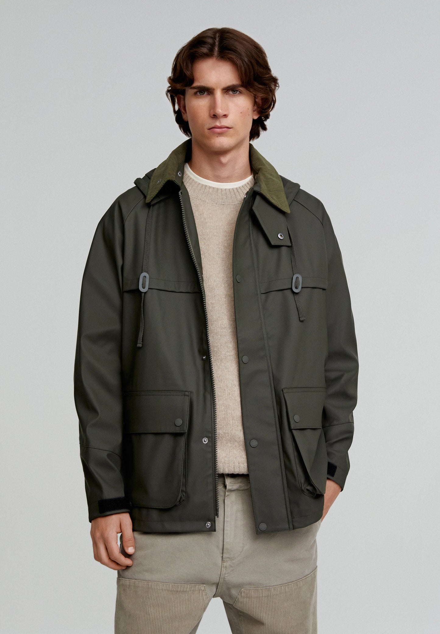 TECHNICAL JACKET WITH CORDUROY COLLAR