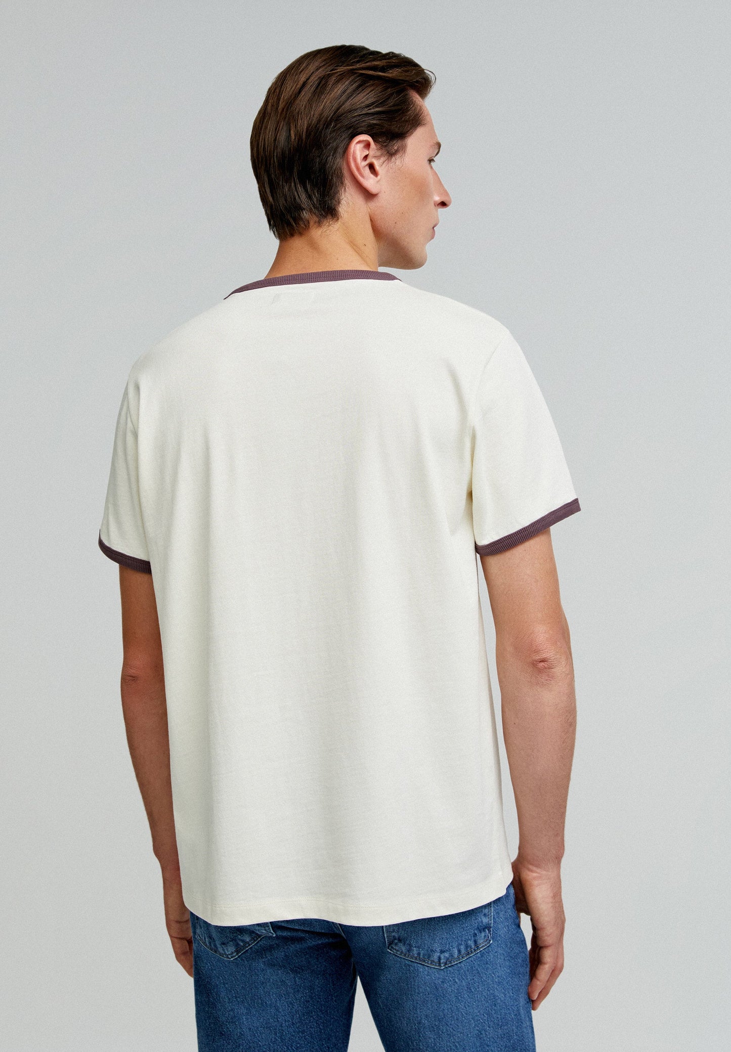 FLOCKED T-SHIRT WITH CONTRAST DETAIL