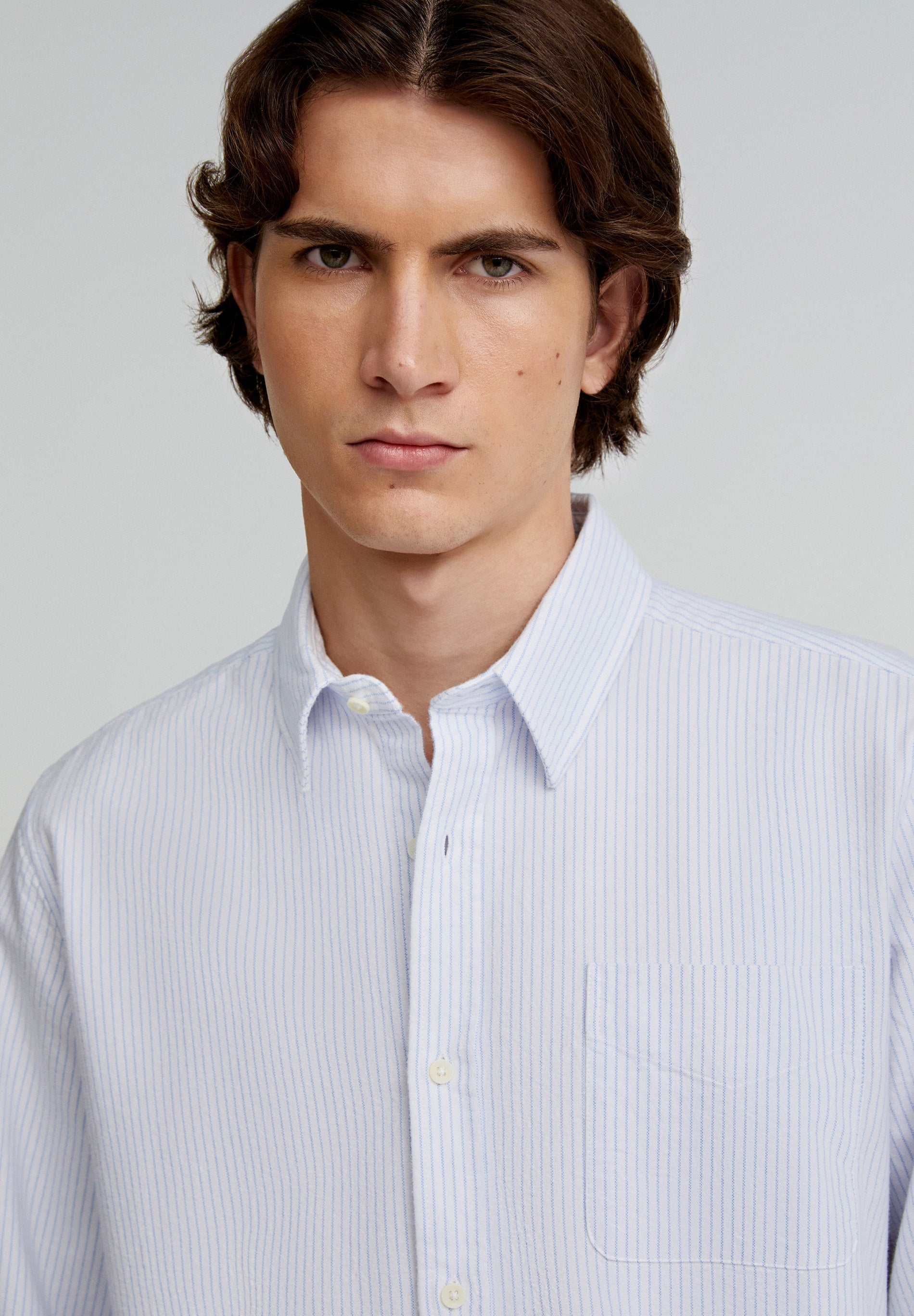 STRIPED SHIRT WITH POCKET AND SKULL ON THE PLACKET