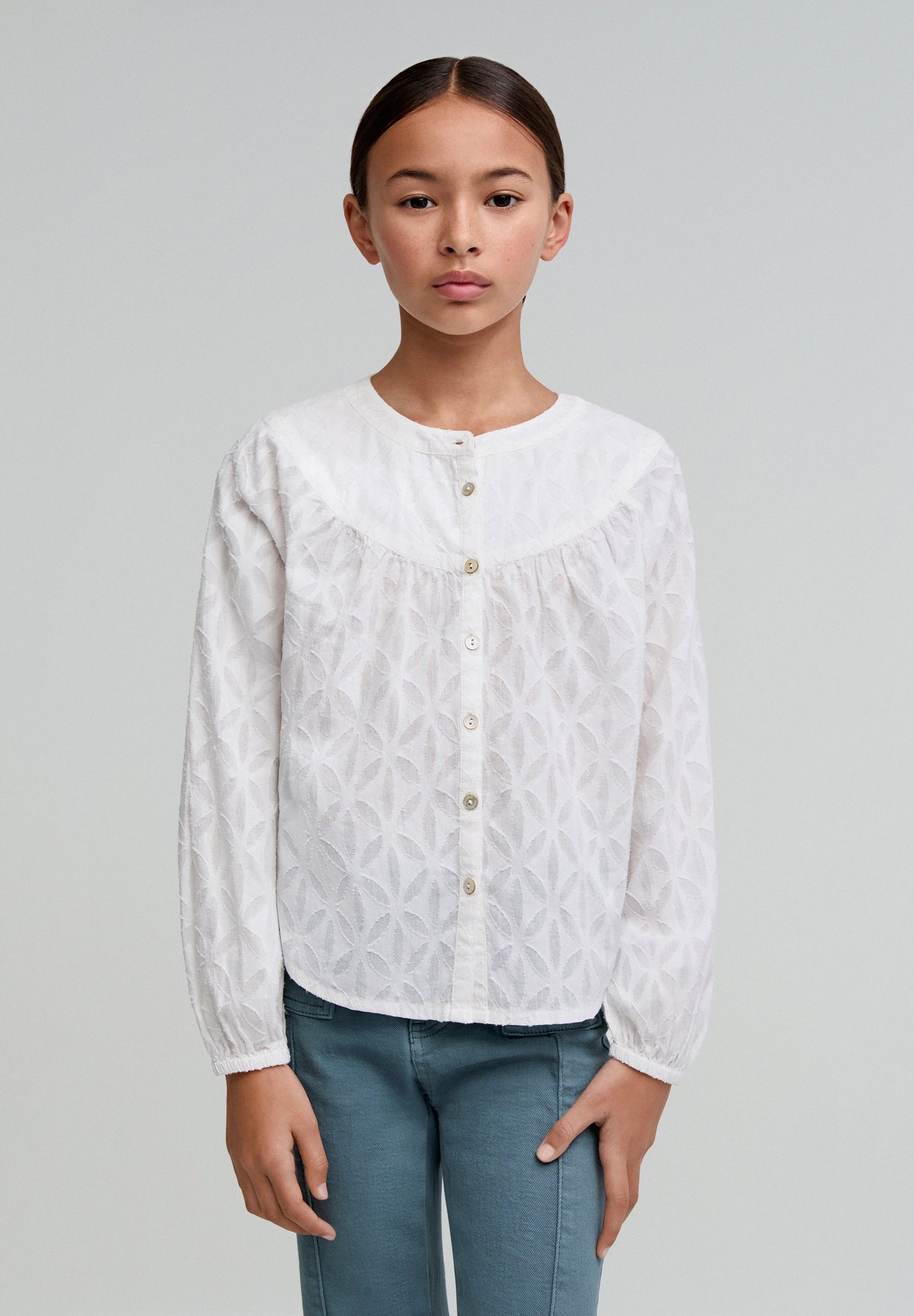 JACQUARD BLOUSE WITH YOKE