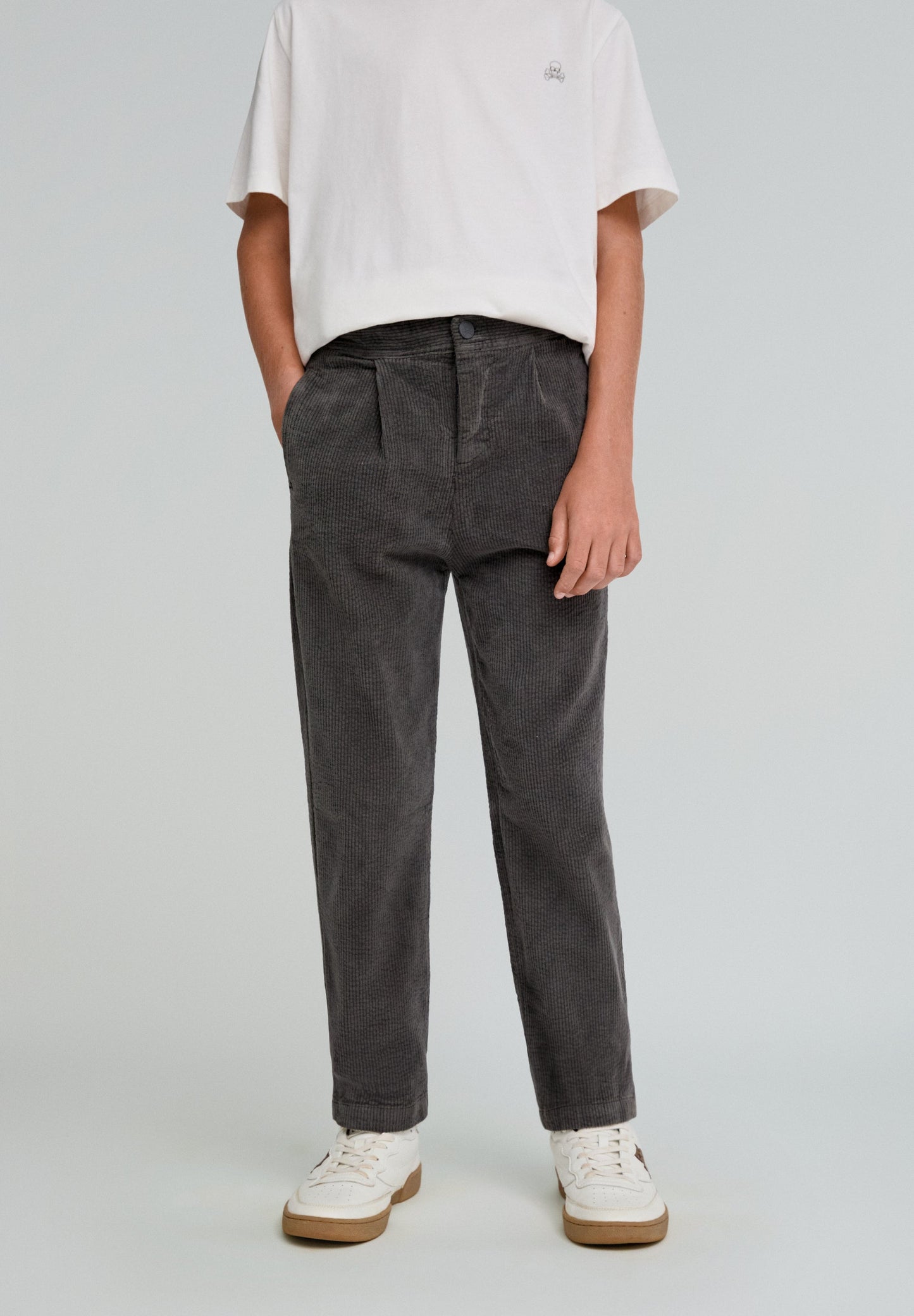 CORDUROY TROUSERS WITH ELASTICATED WAIST