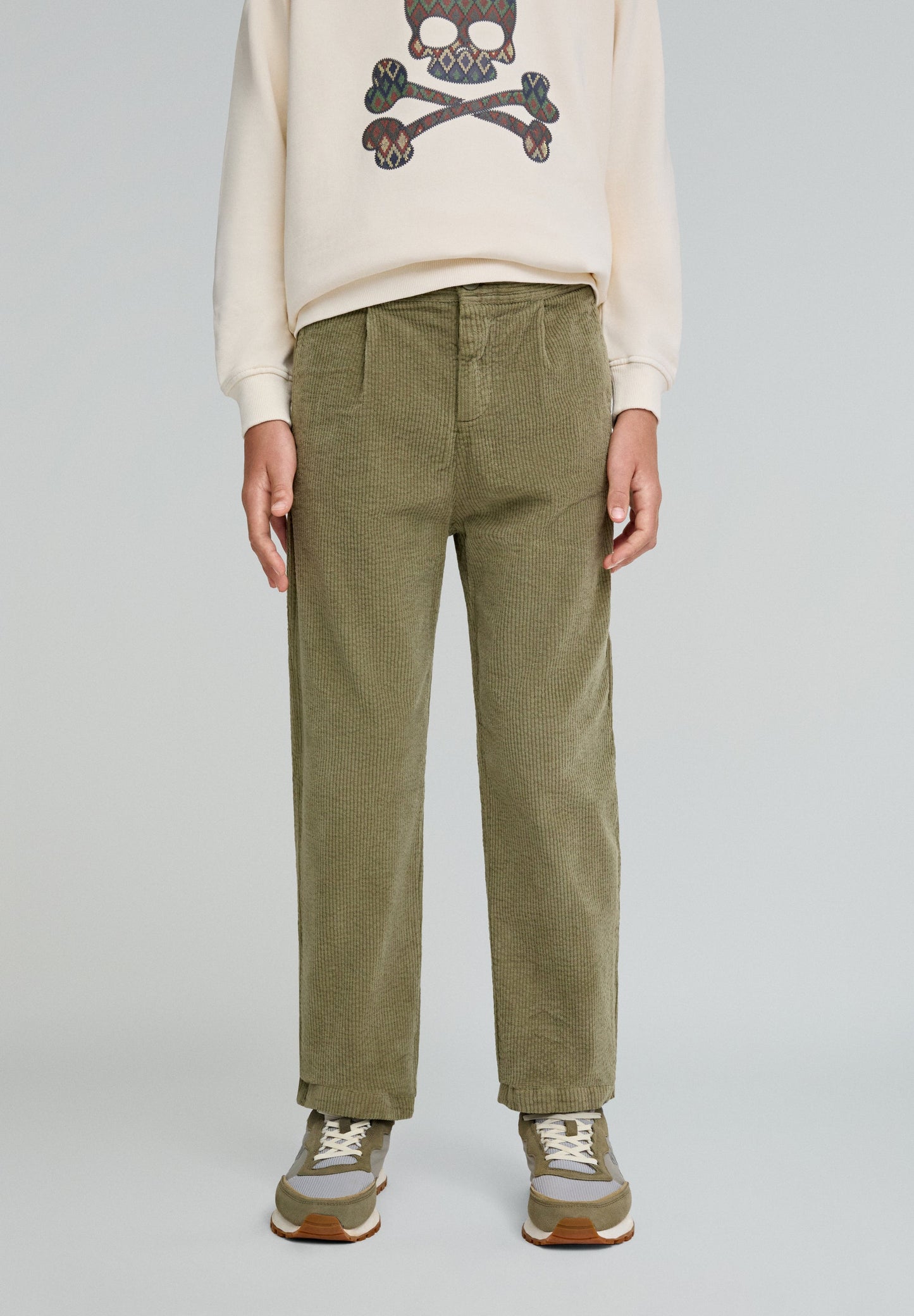 CORDUROY TROUSERS WITH ELASTICATED WAIST