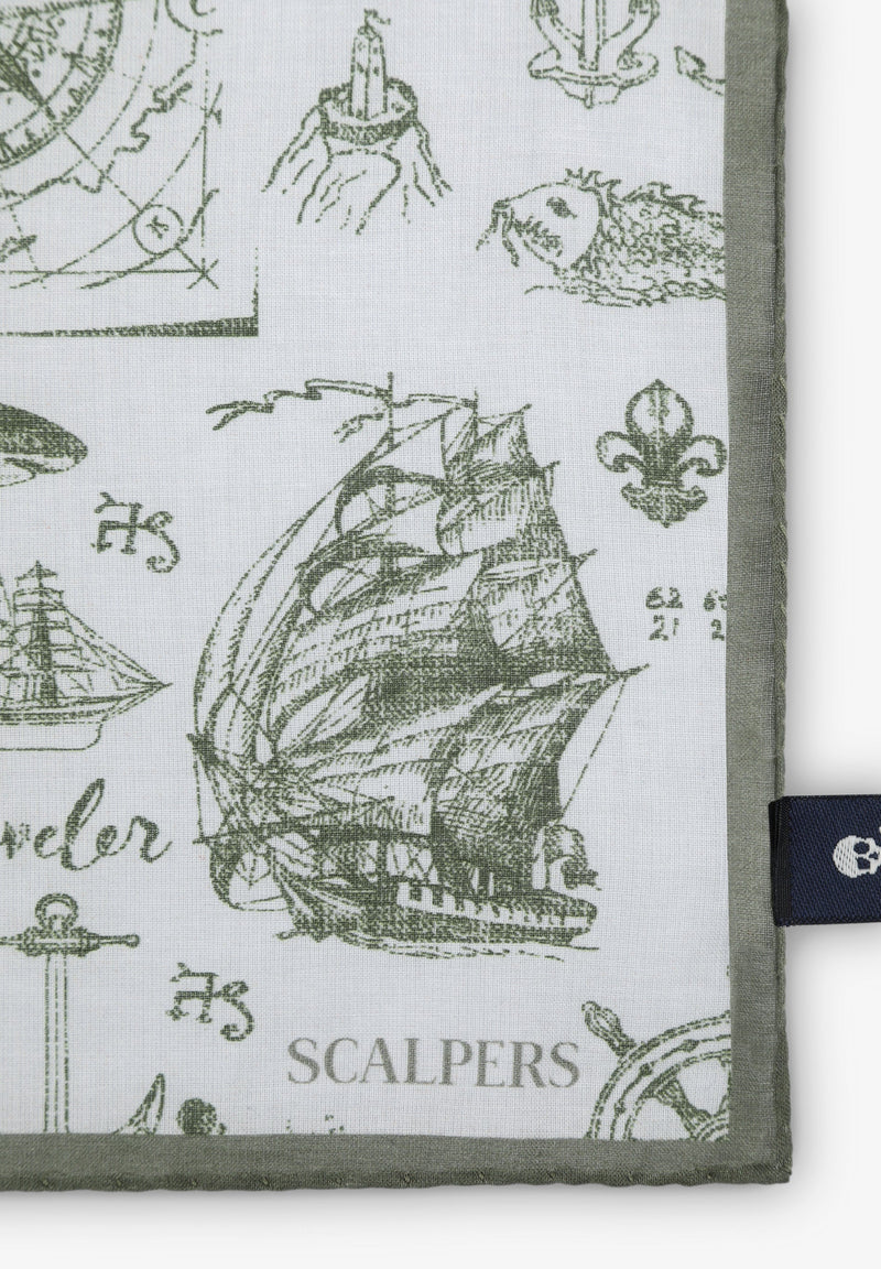 POCKET SQUARE WITH NAUTICAL MOTIFS