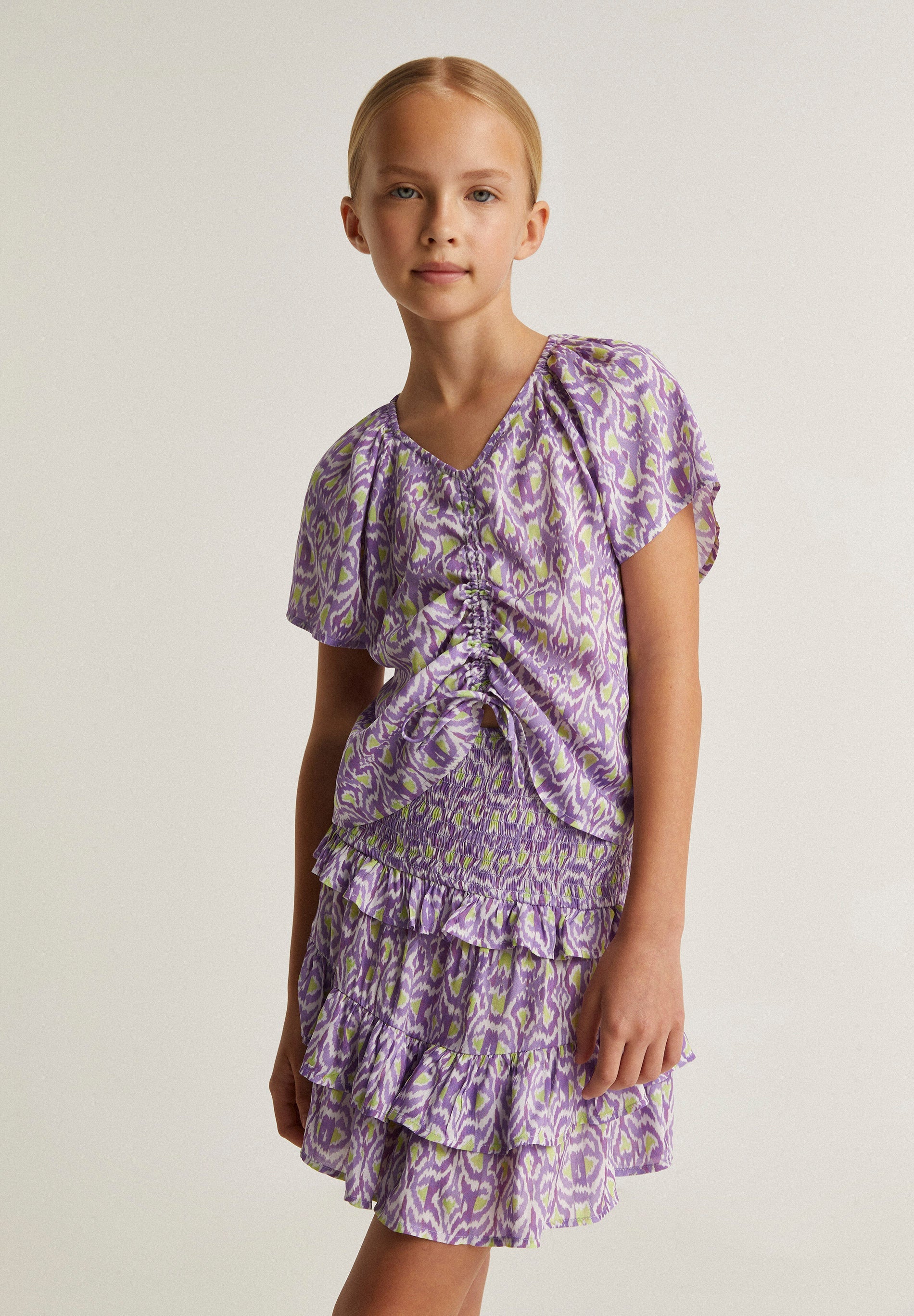 GATHERED IKAT BLOUSE