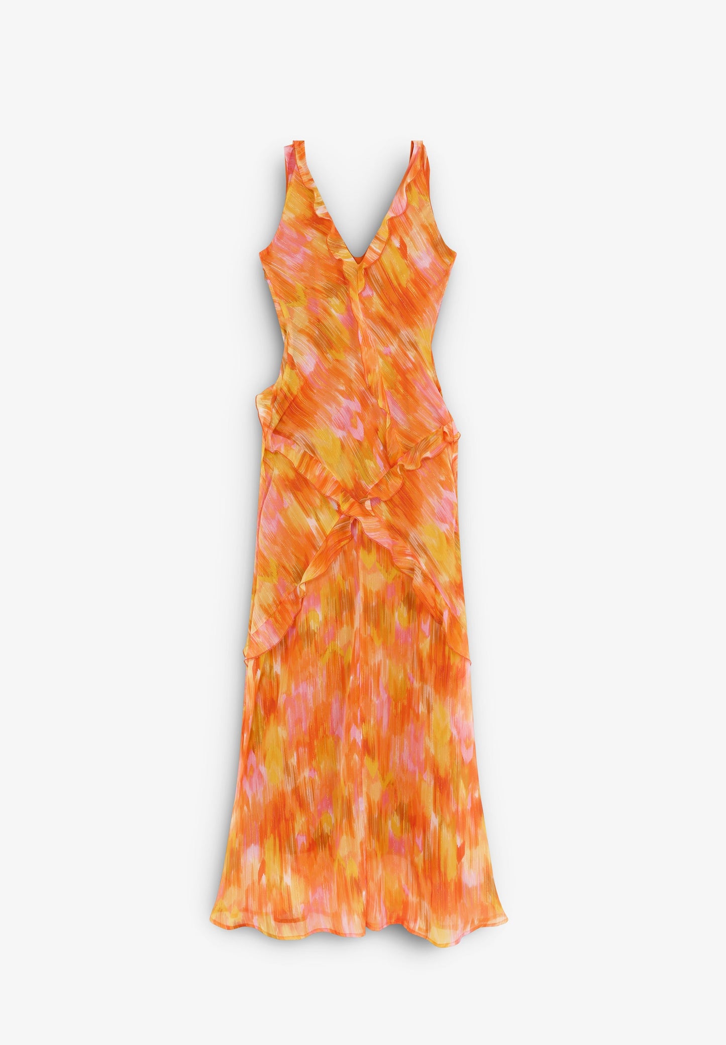 FLOWING PRINTED DRESS WITH FRILLS